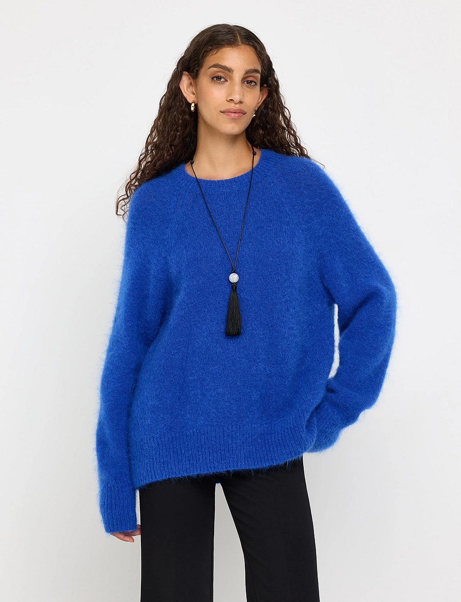 Lindex - Knitted jumper in wool blend - stickade tröjor - blue - 0