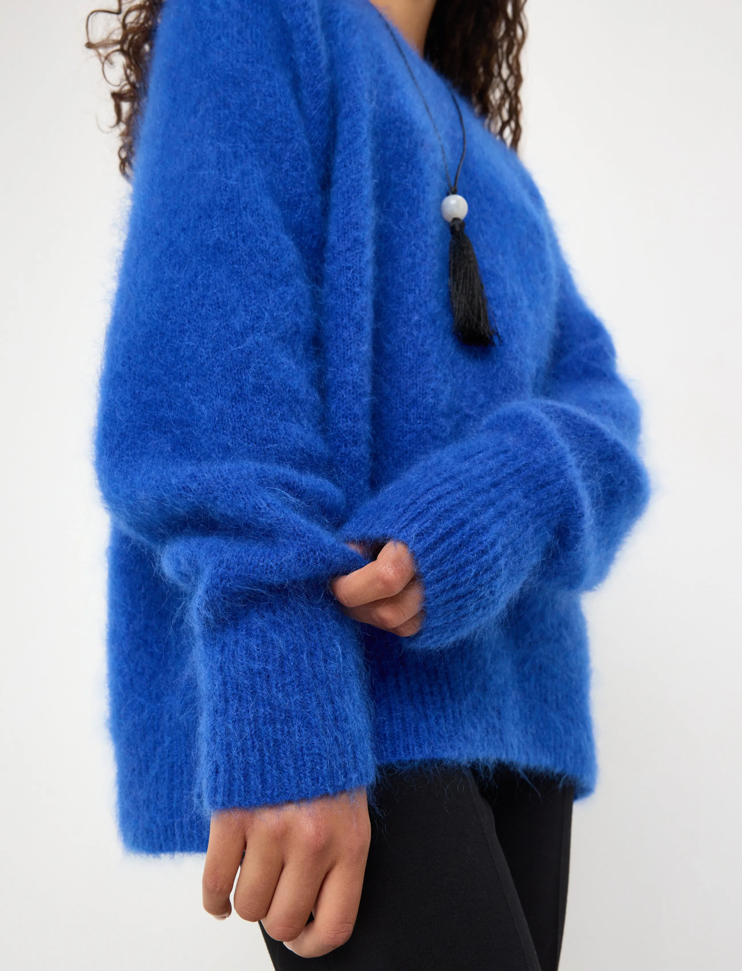 Lindex - Knitted jumper in wool blend - stickade tröjor - blue - 4