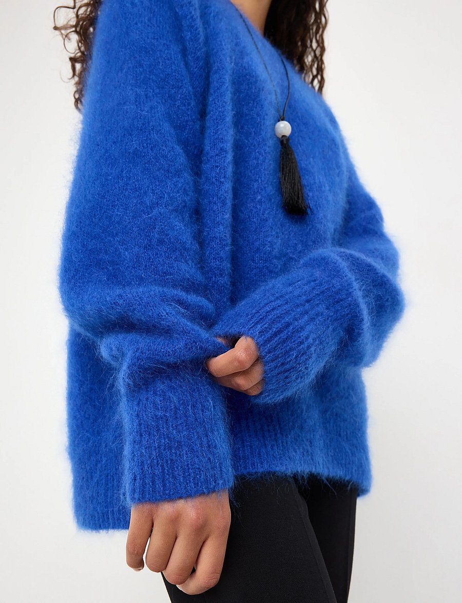Lindex - Knitted jumper in wool blend - stickade tröjor - blue - 4