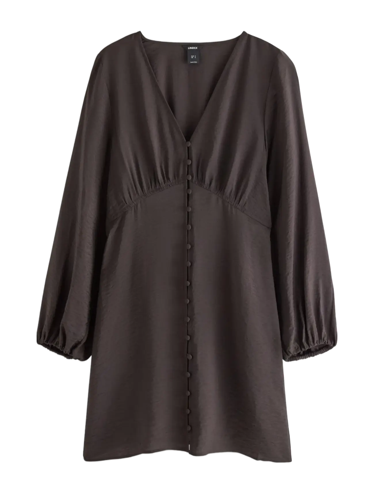 LINDEX Langärmelig Mini Kleid Braun - M - Damen