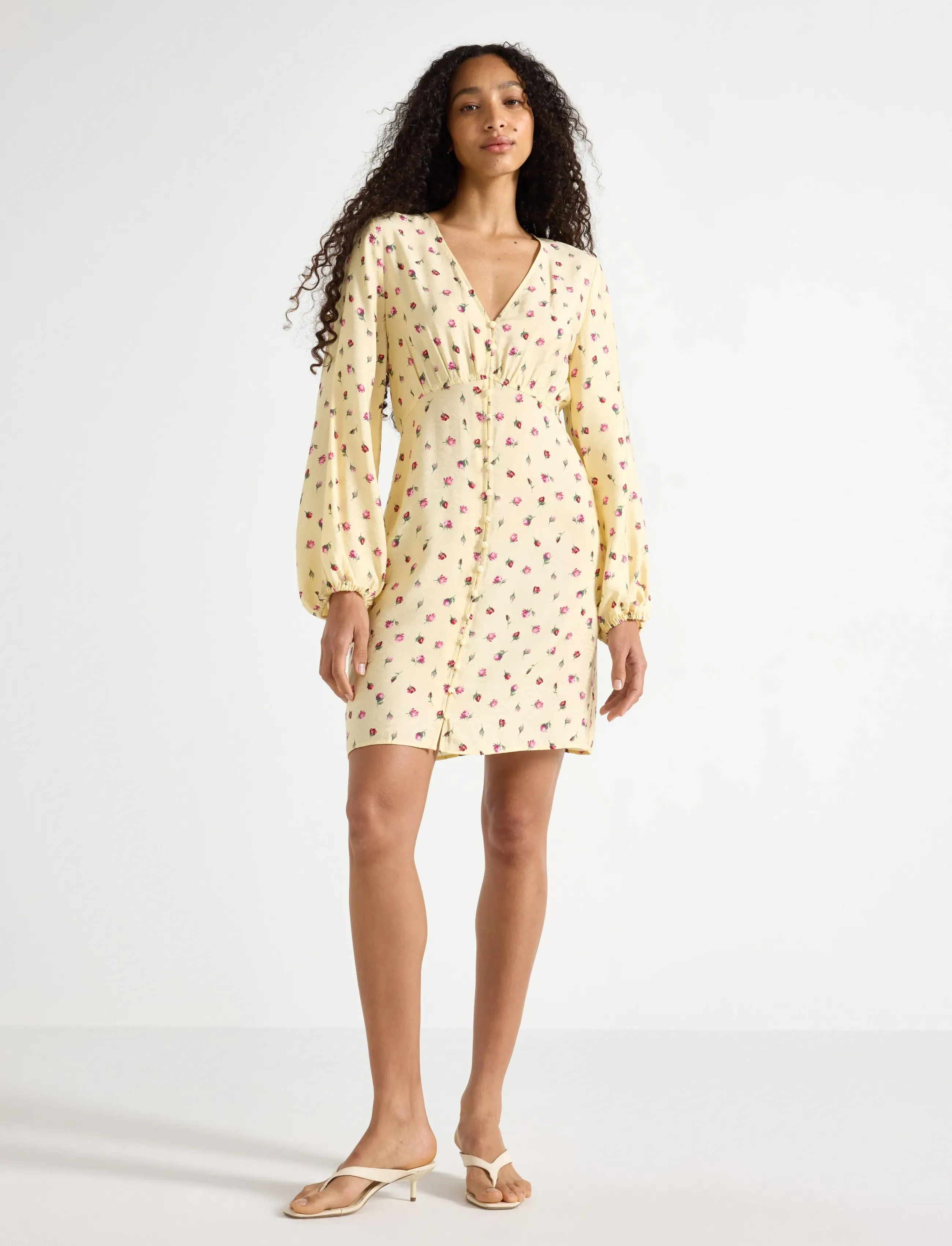 Lindex Long-Sleeved Mini Dress, Kvinder, Langærmet Minikjole, Gul, Str: L