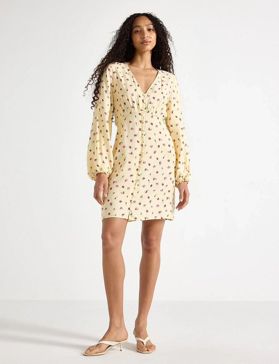 Lindex - Long-sleeved mini dress - kurze kleider - light yellow - 0