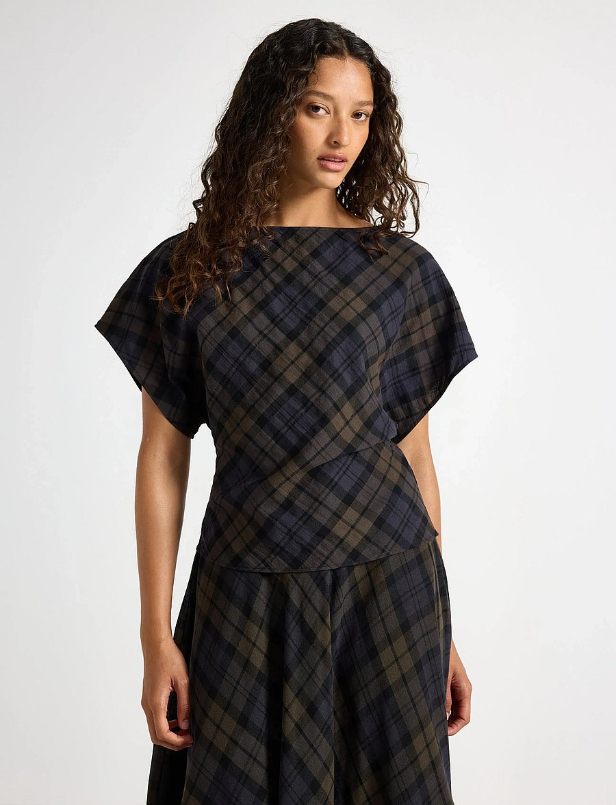 Lindex - Short-sleeved top - kortærmede bluser - brown - 0