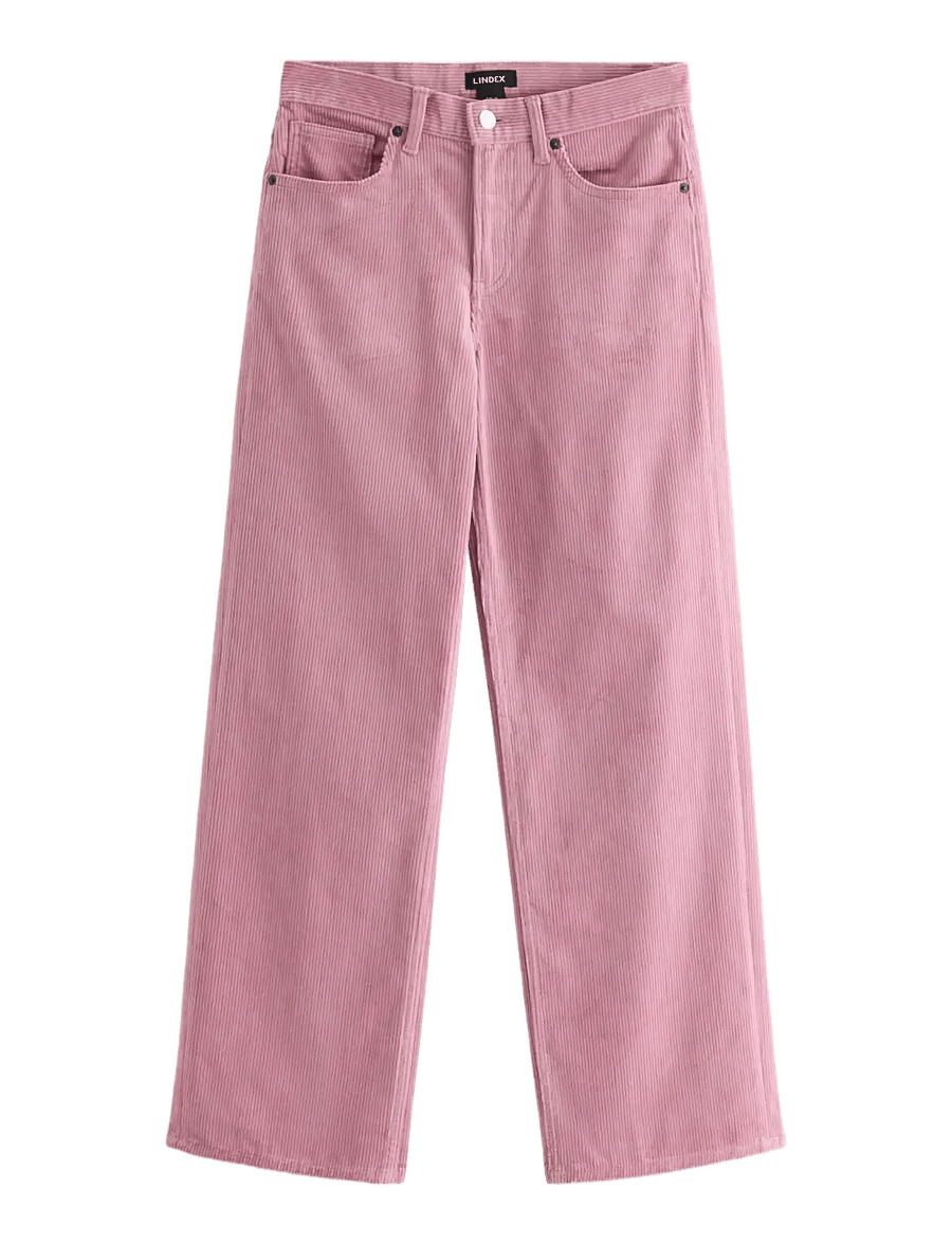 Lindex - Straight trousers in corduroy - bukser med lige ben - light dusty pink - 1