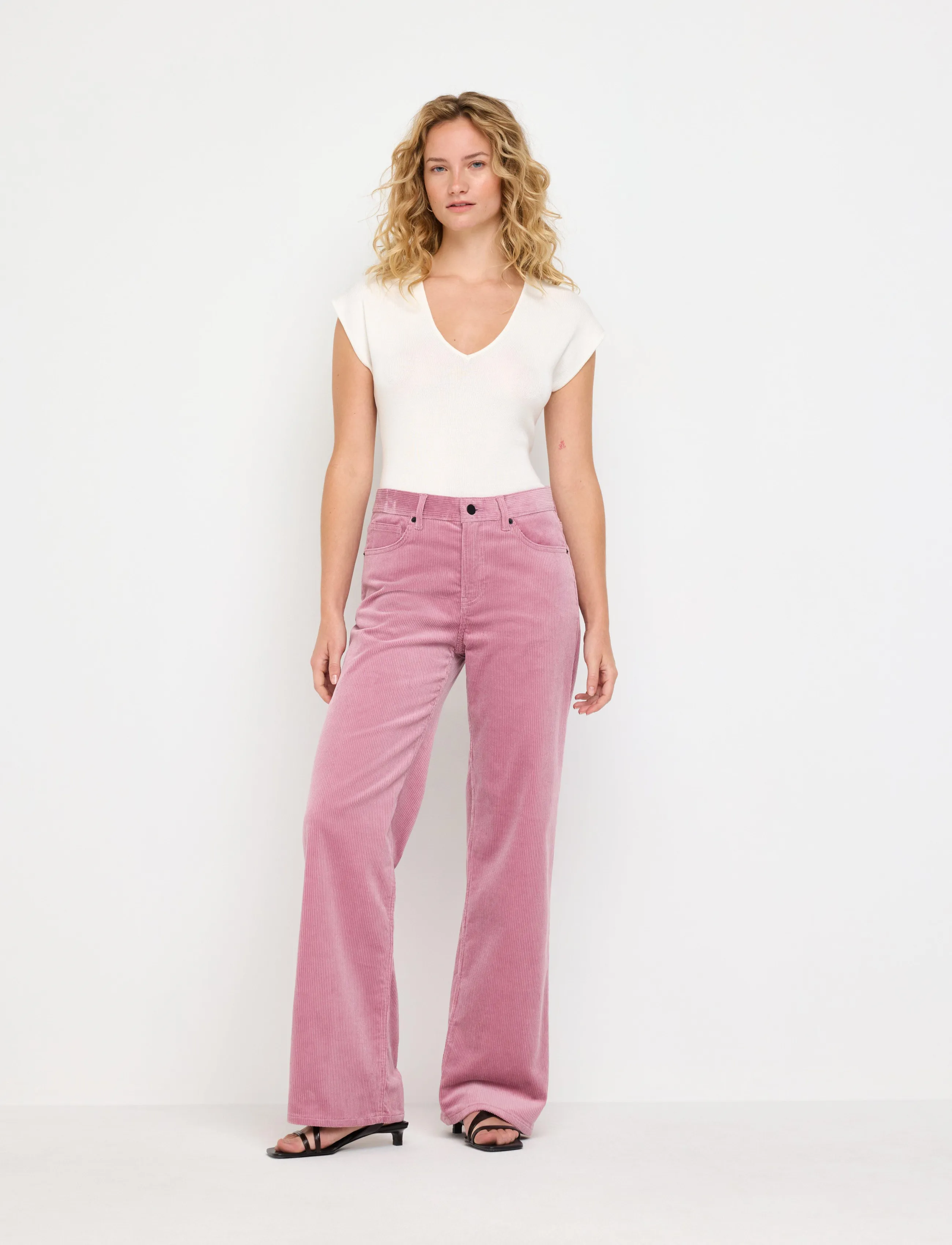 Lindex Straight trousers in corduroy - Farben der Saison - LIGHT DUSTY PINK / pink/rose