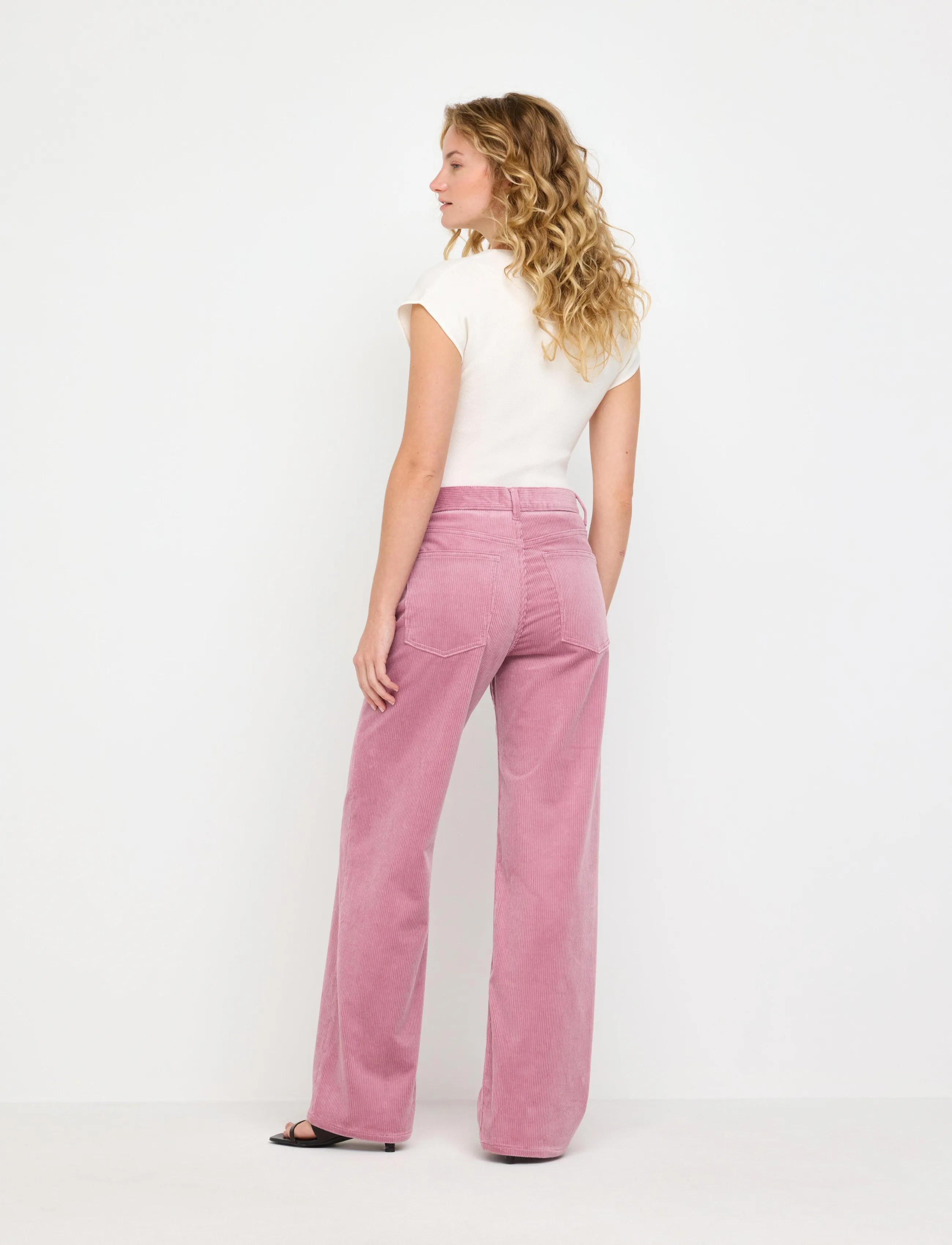 Lindex - Straight trousers in corduroy - light dusty pink - 3