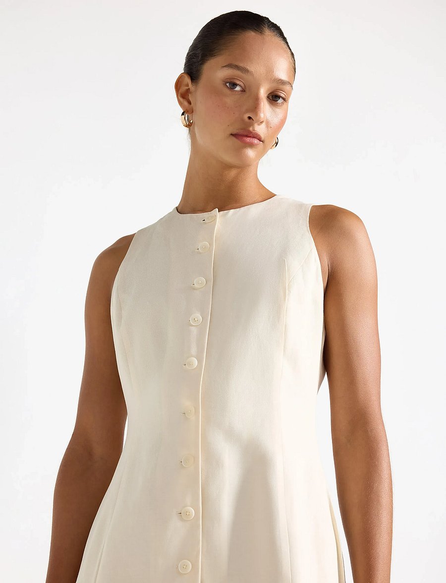 Lindex - Sleeveless minidress - korta klänningar - light beige - 4