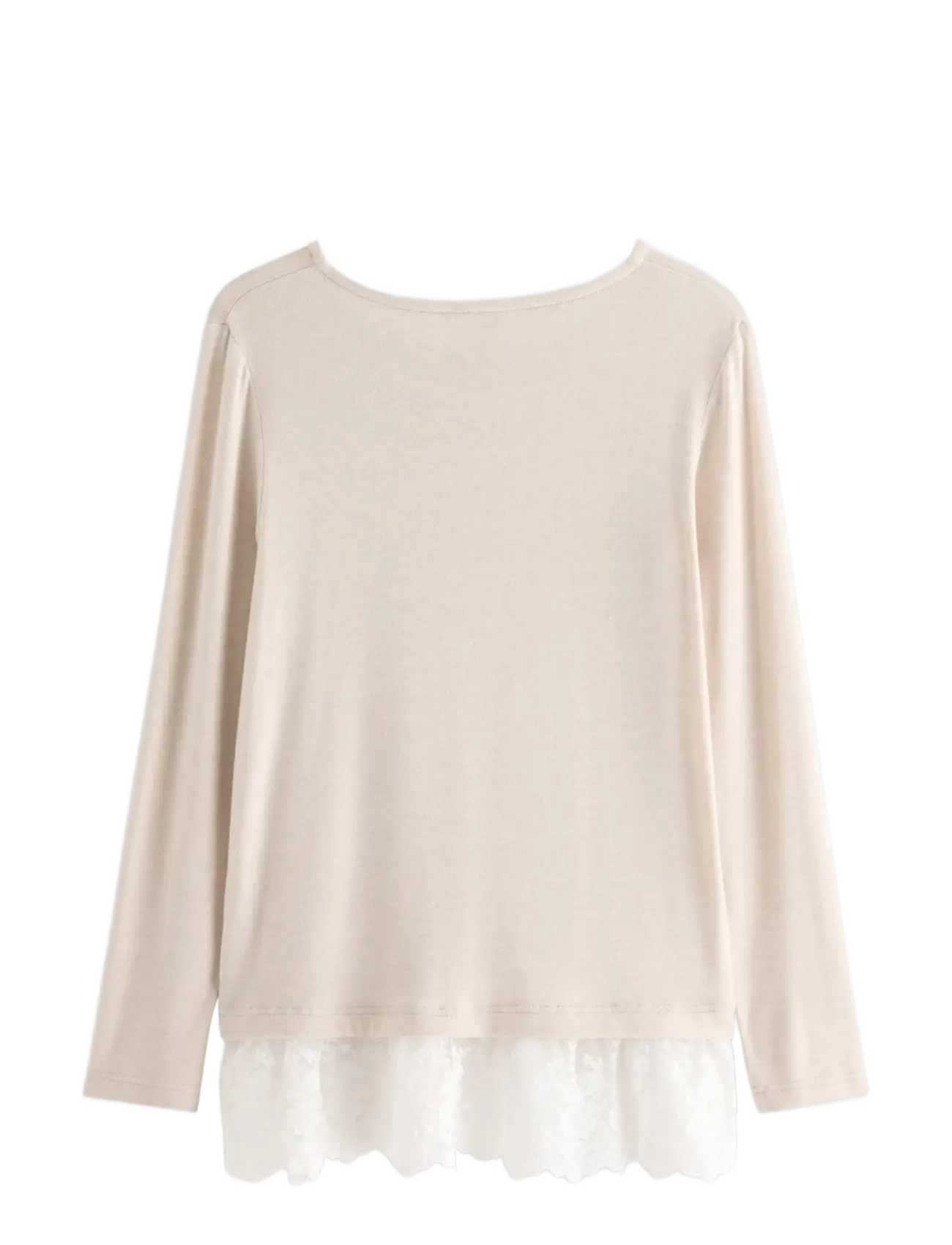 Lindex - Long-sleeved top with lace trim - light beige melange - 2