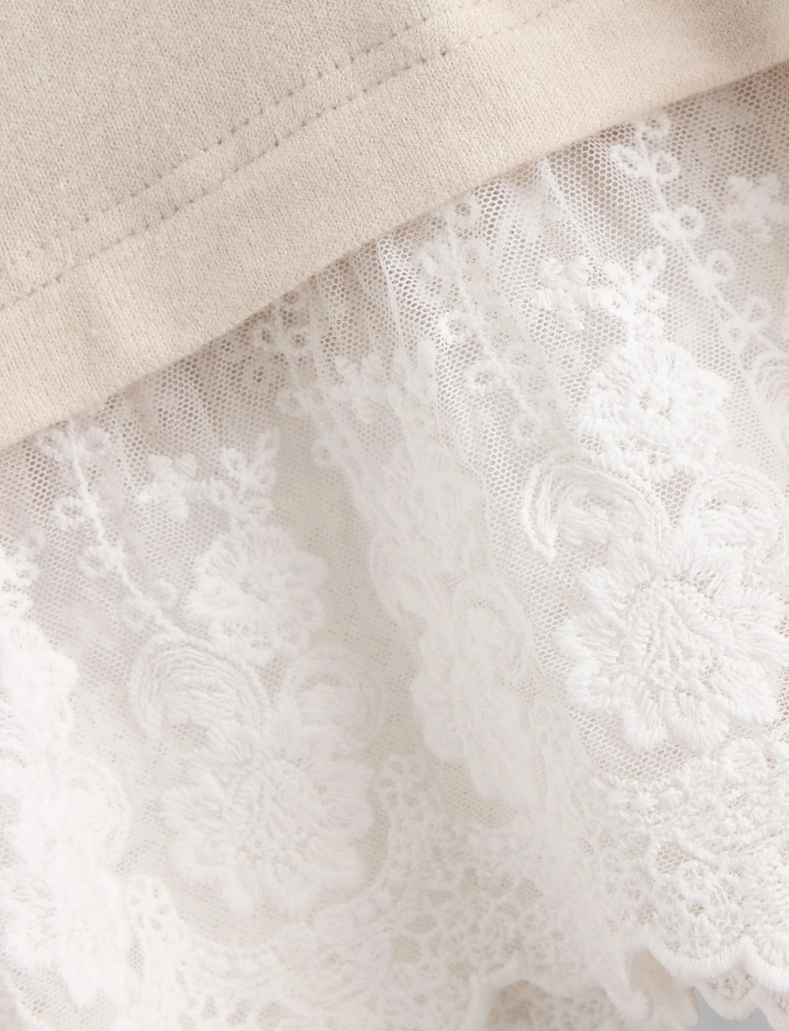 Lindex - Long-sleeved top with lace trim - light beige melange - 5