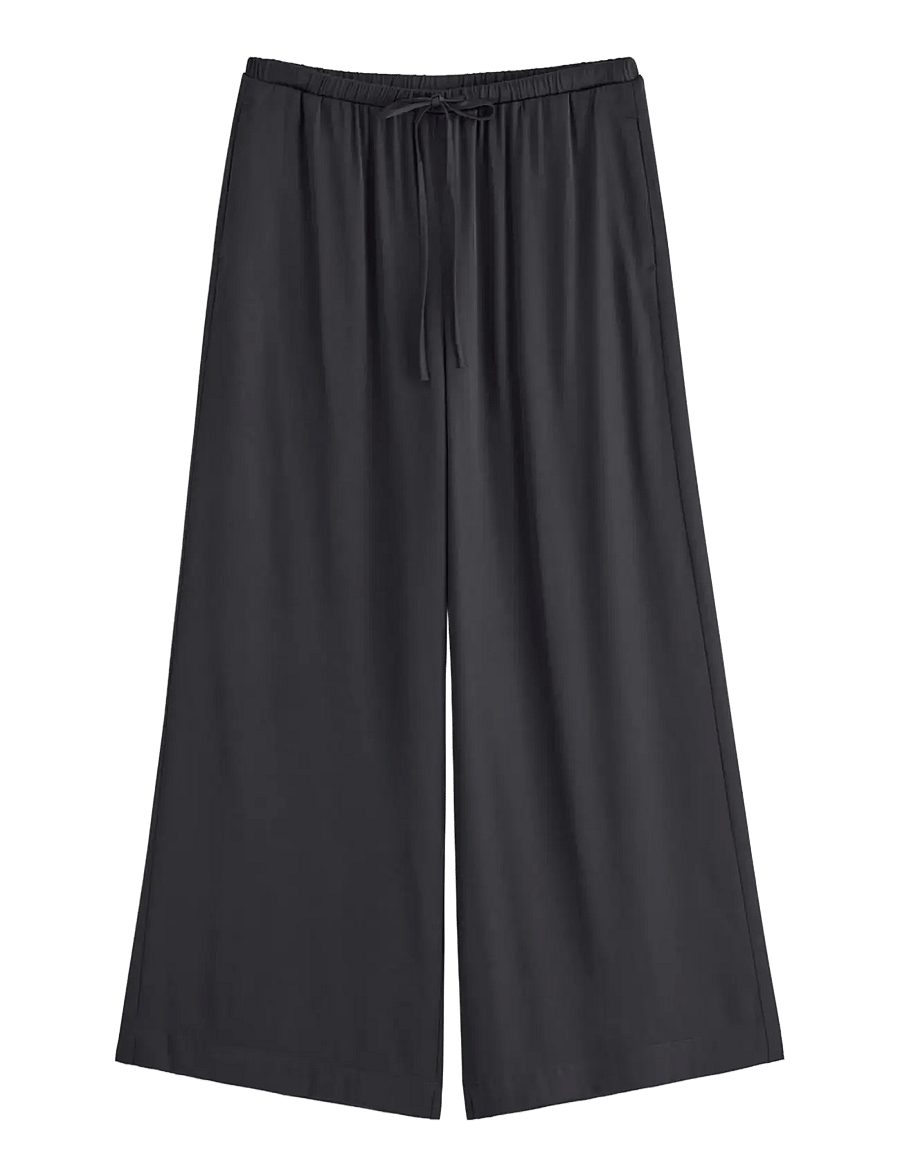 Lindex - WIDE satin trousers - black - 1