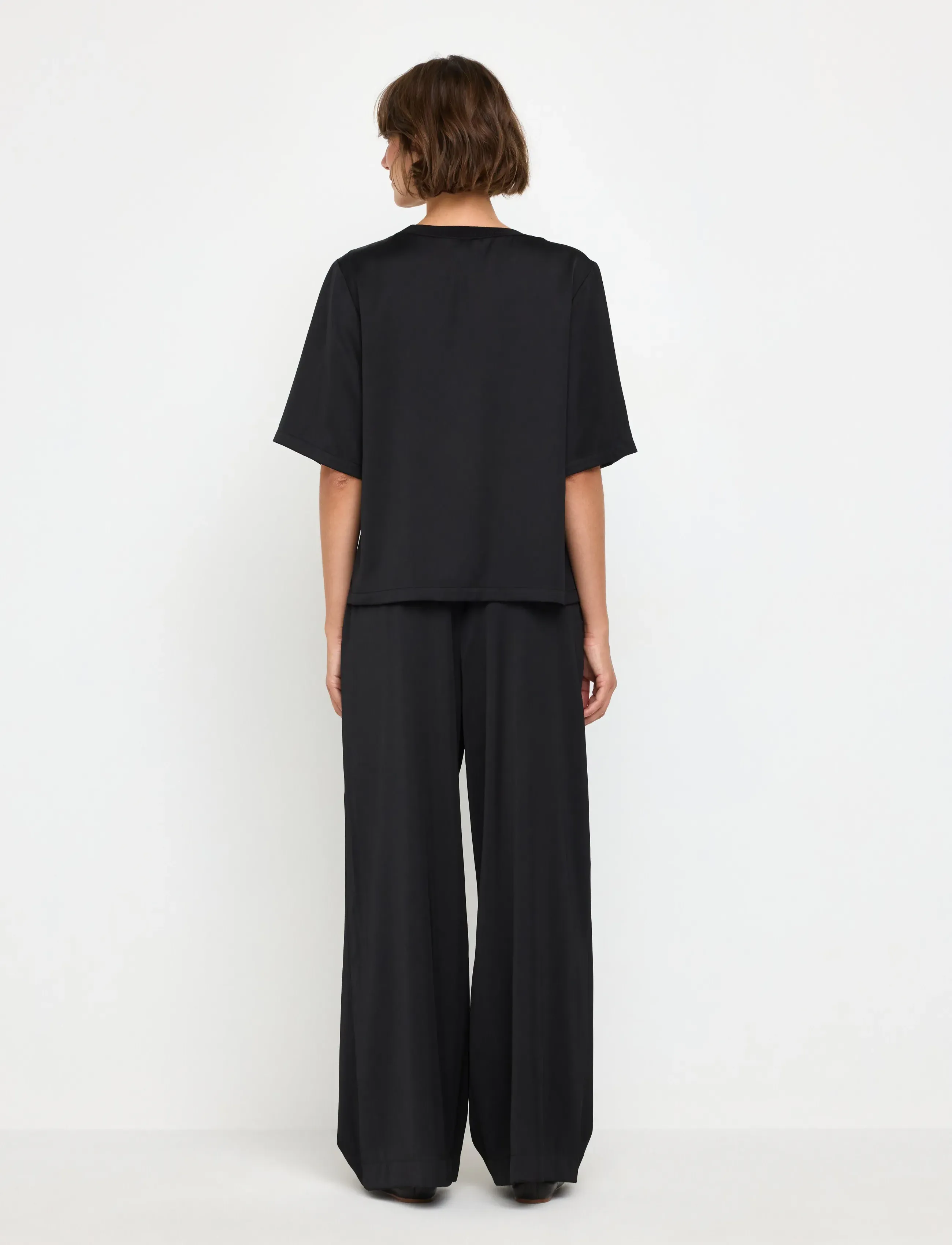 Lindex - WIDE satin trousers - black - 3