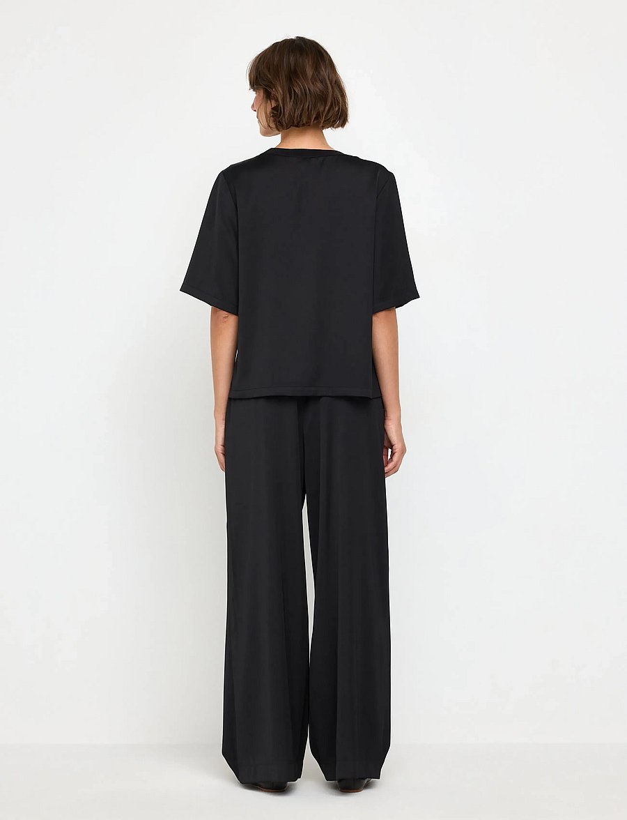 Lindex - WIDE satin trousers - black - 3