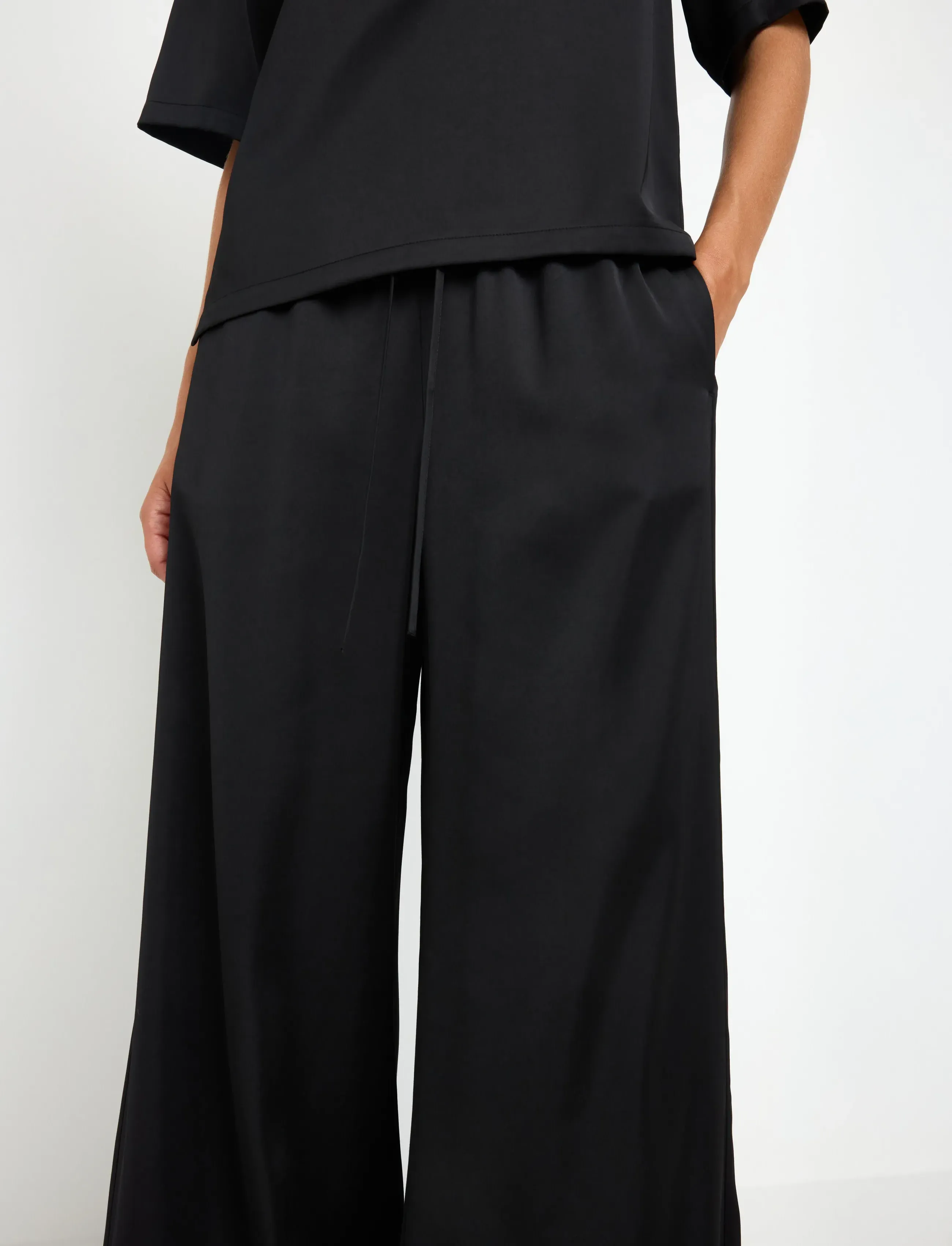 Lindex - WIDE satin trousers - black - 4