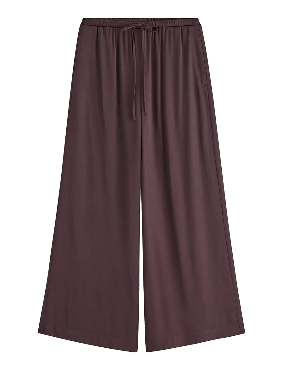 Lindex - WIDE satin trousers - dark dusty red - 1