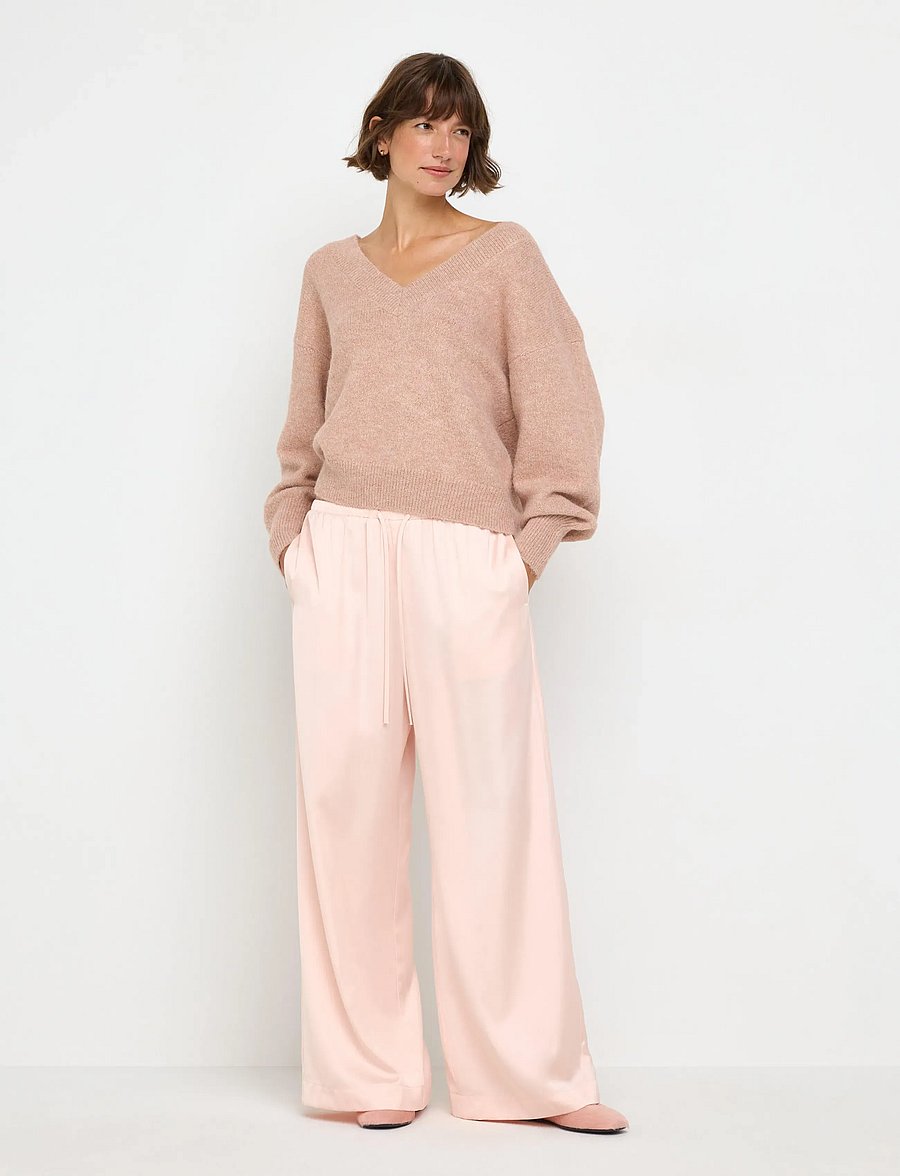 Lindex - WIDE satin trousers - light pink - 0