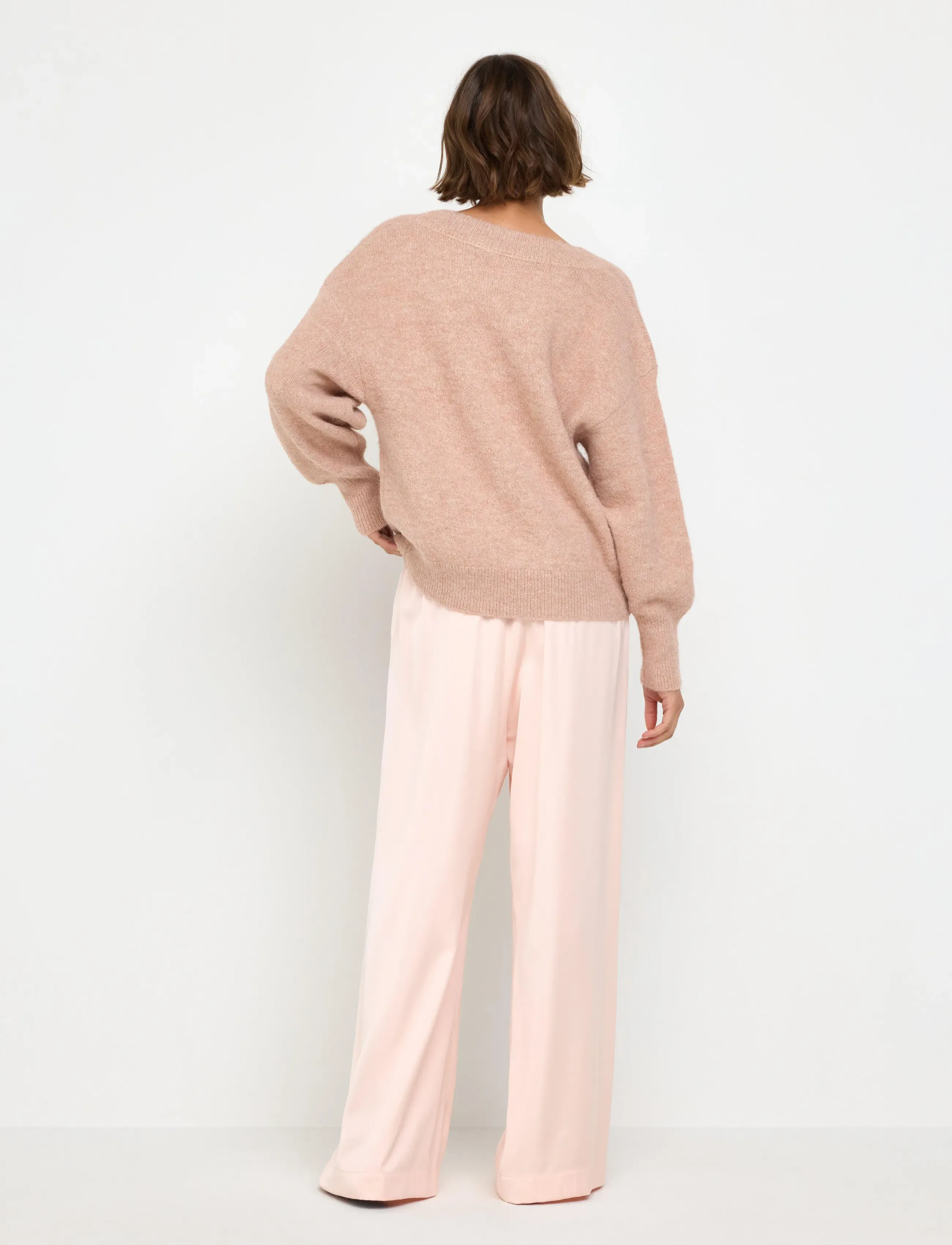 Lindex - WIDE satin trousers - light pink - 3