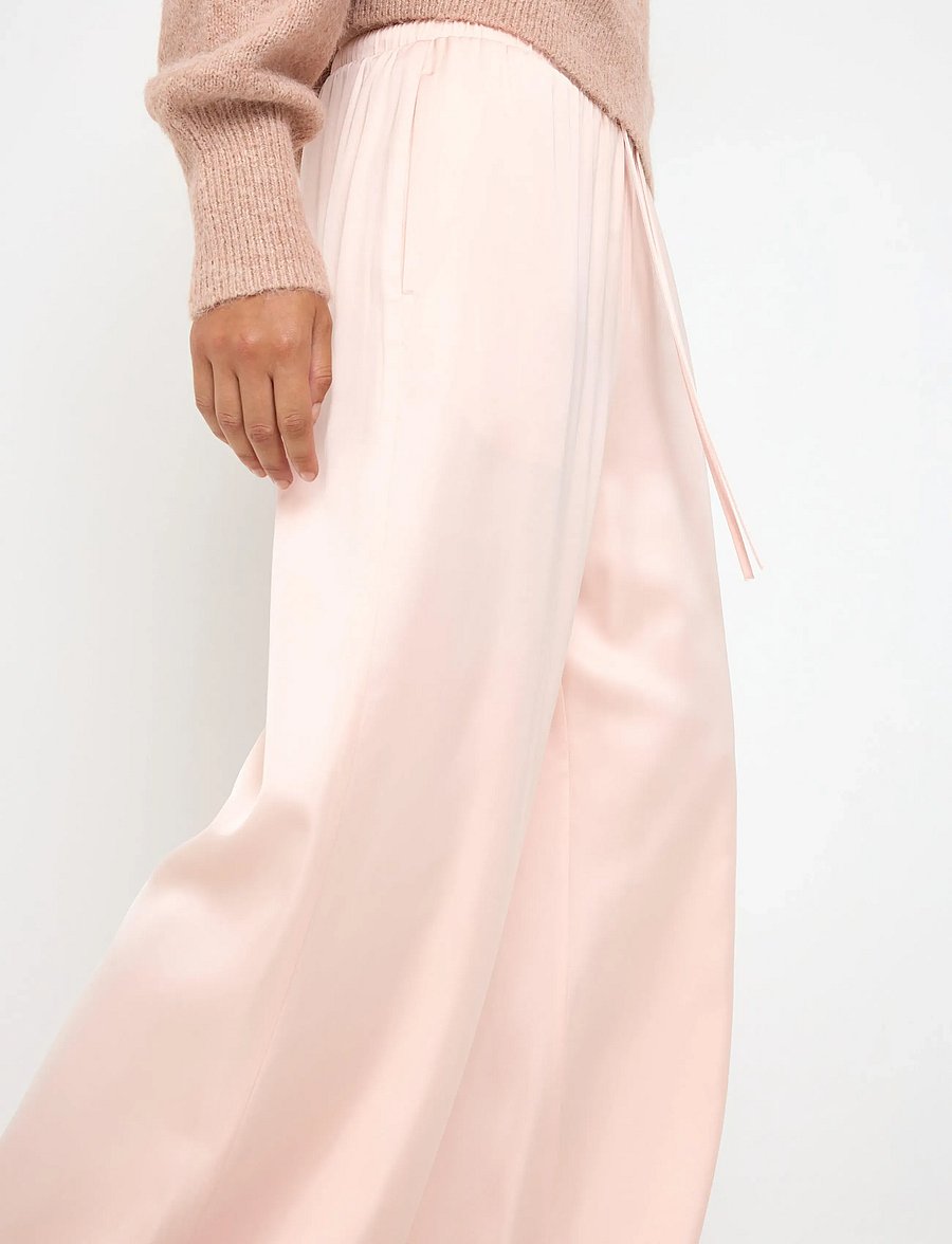 Lindex - WIDE satin trousers - light pink - 4