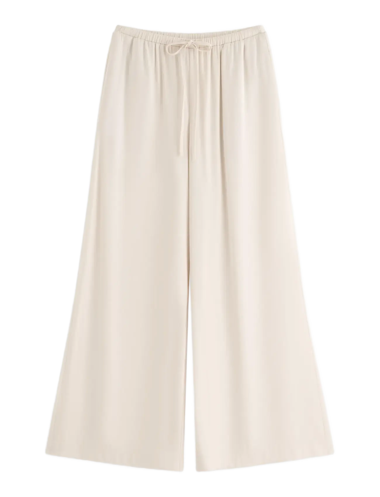 Lindex Wide Satin Trousers, Kvinder, Vide Bukser Med Snøre, Cream, Str: S