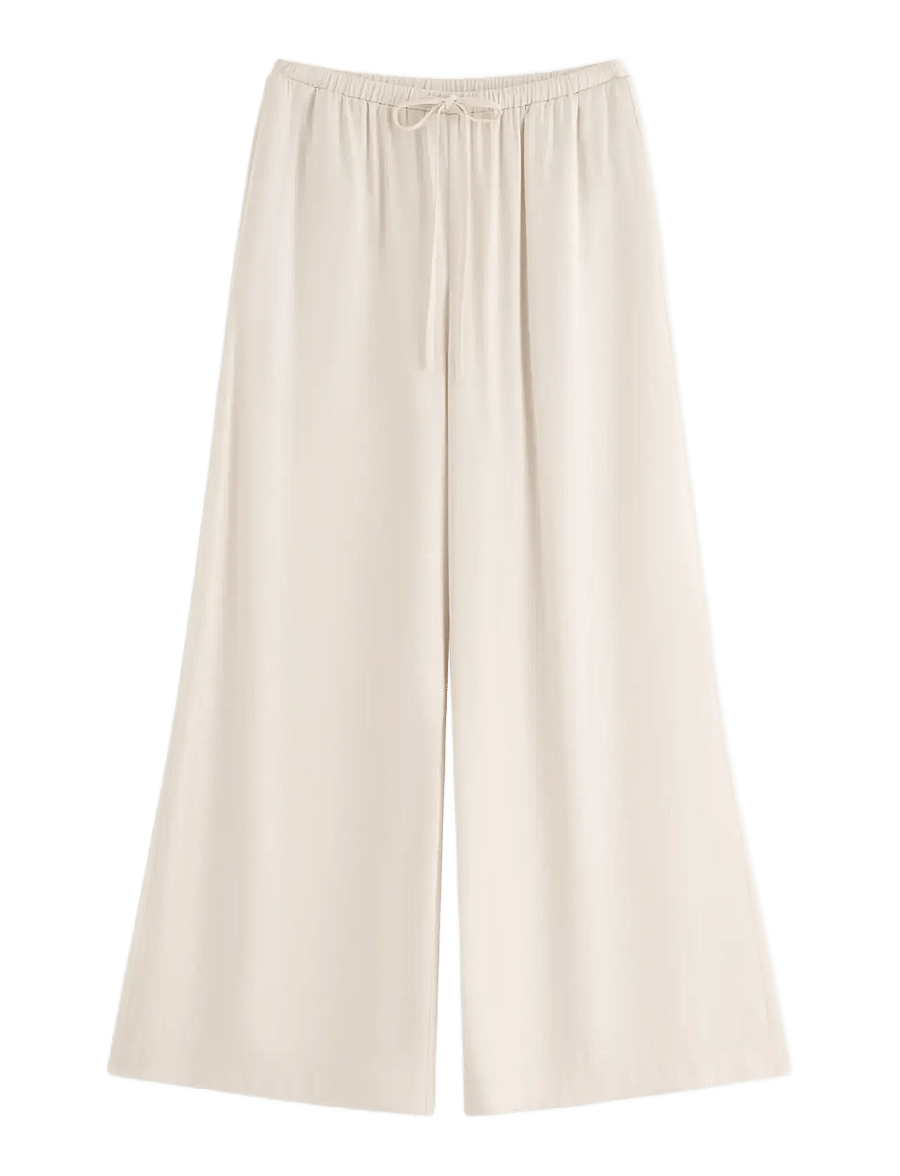 Lindex - WIDE satin trousers - lt dusty white - 1