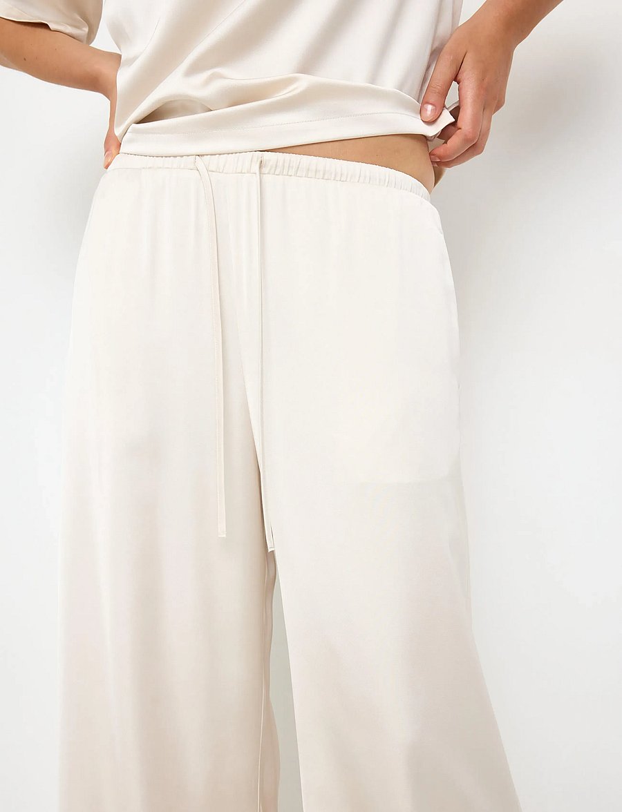 Lindex - WIDE satin trousers - lt dusty white - 4