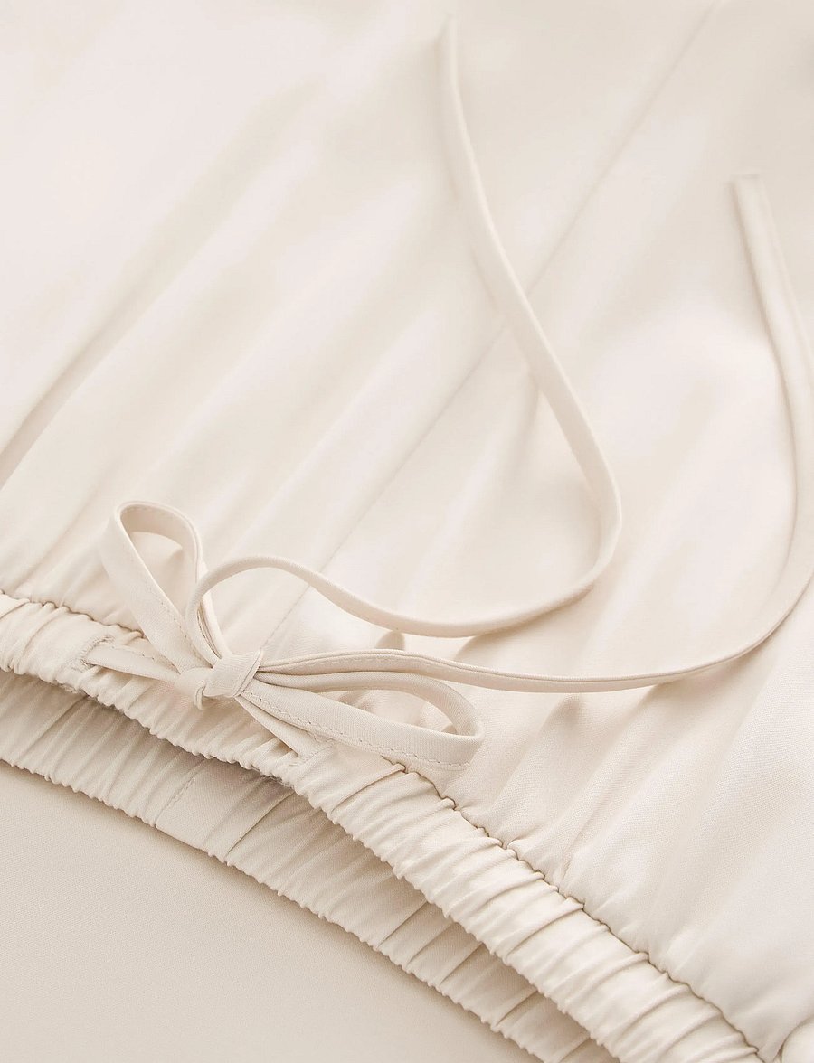 Lindex - WIDE satin trousers - lt dusty white - 5