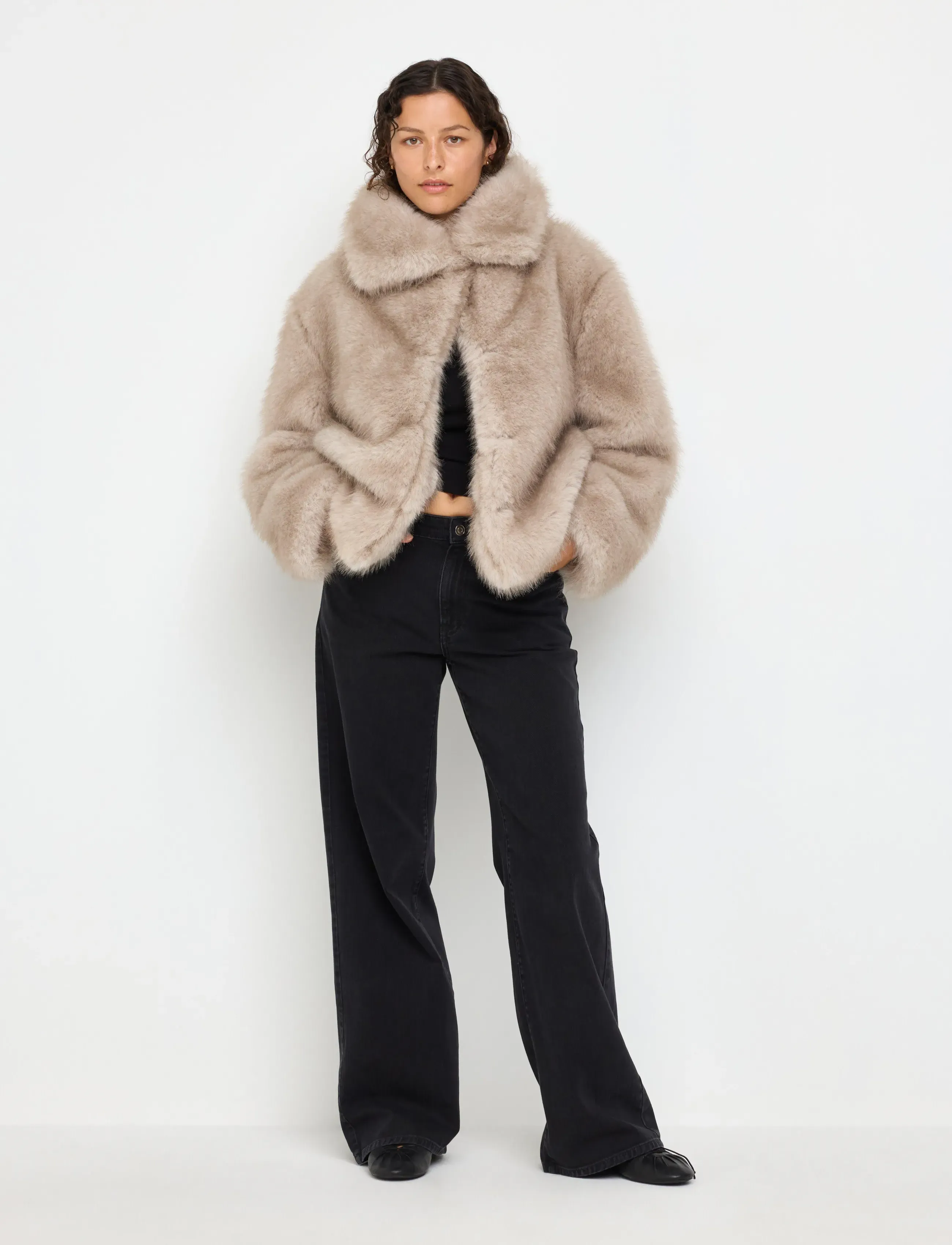 Lindex Faux fur jacket - Fuskpäls - LIGHT DUSTY WHITE / beige