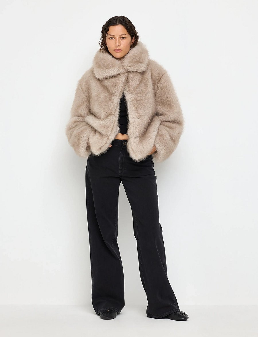 Lindex - Faux fur jacket - fuskpäls - light dusty white - 0