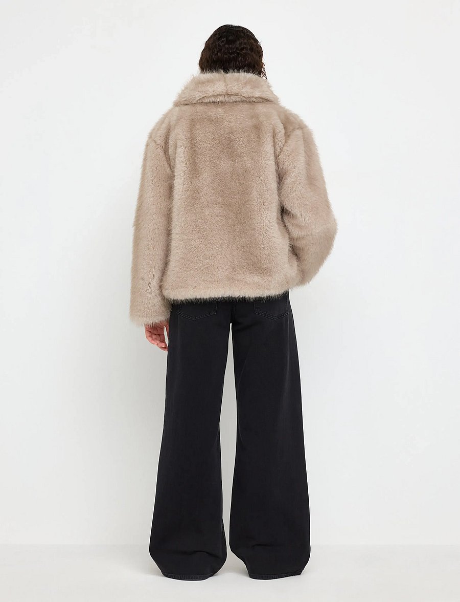 Lindex - Faux fur jacket - fuskpäls - light dusty white - 3
