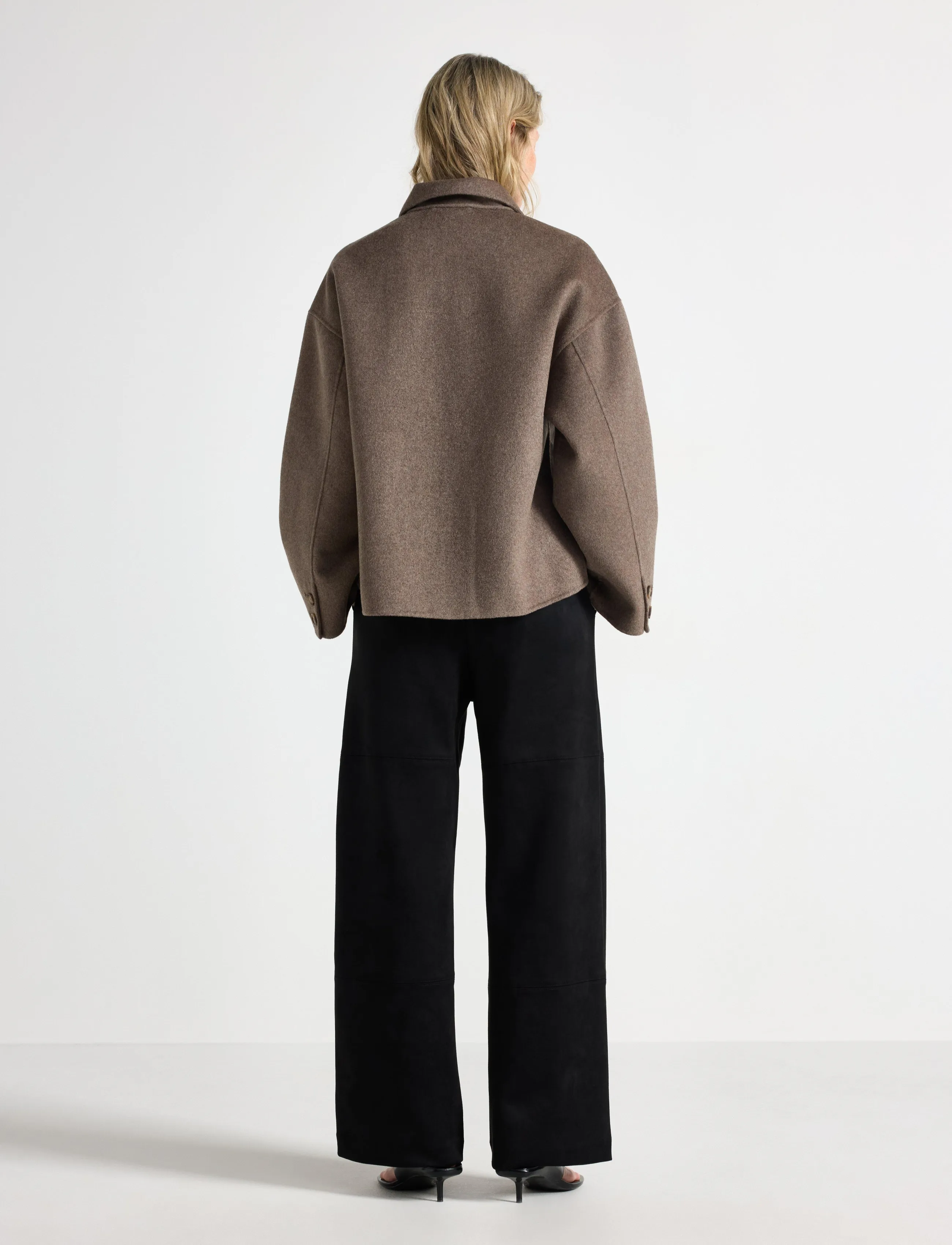 Lindex - Straight trousers in imitation suede - bukser med lige ben - black - 3