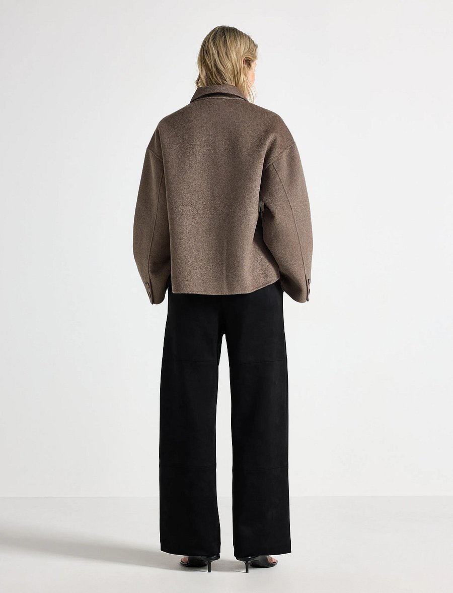 Lindex - Straight trousers in imitation suede - bukser med lige ben - black - 3