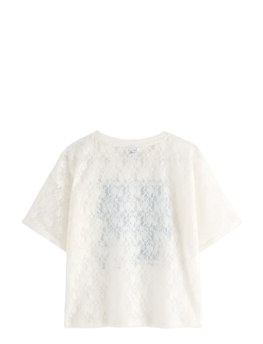Lindex - Hello Kitty lace top - kortærmede t-shirts - off white - 2