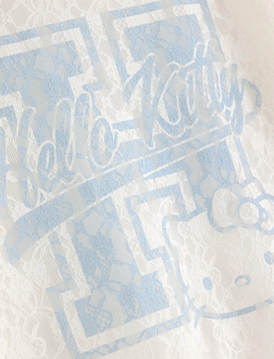Lindex - Hello Kitty lace top - kortærmede t-shirts - off white - 5