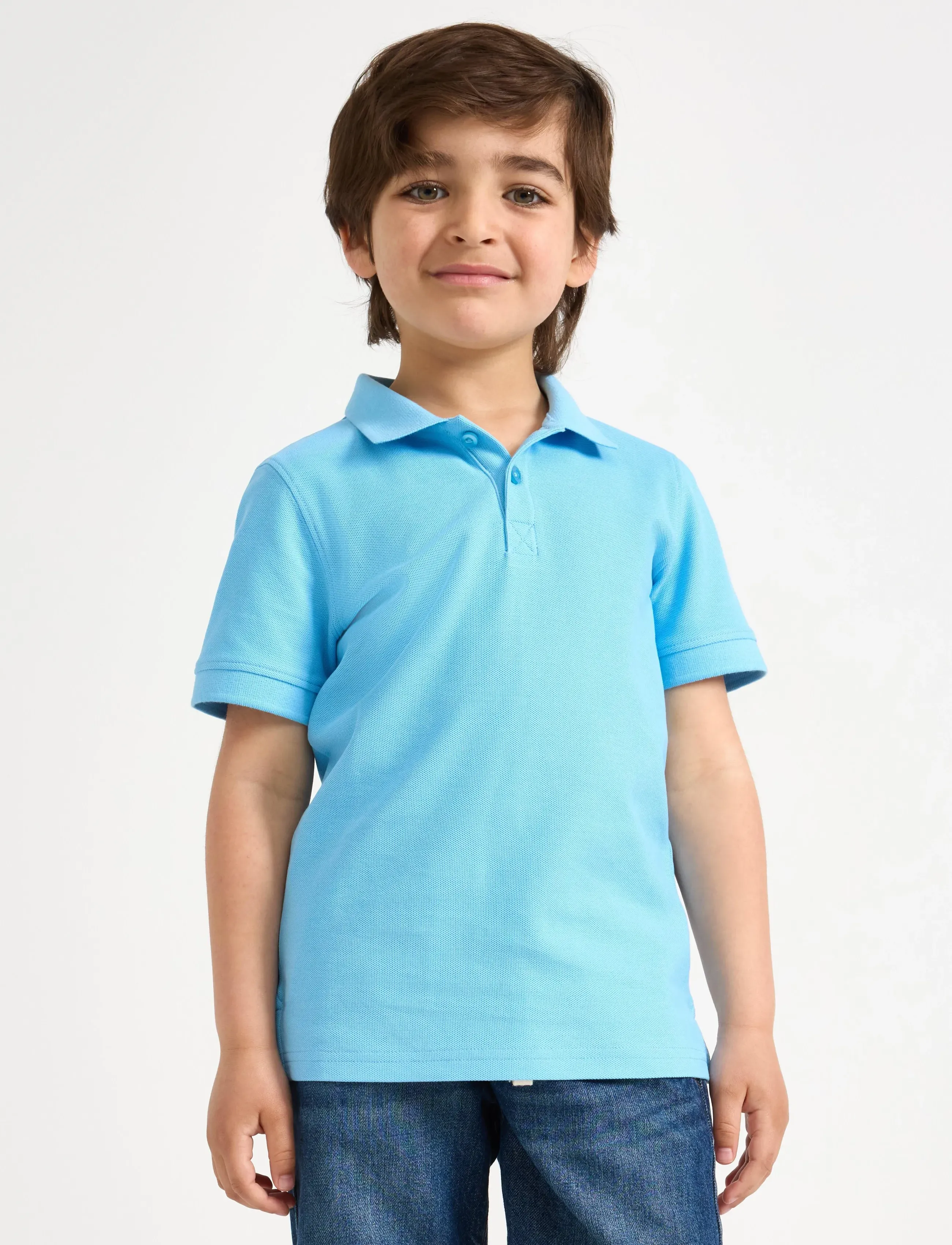 Lindex Short-Sleeved Polo Shirt, 92, Shirts, Blau - Short-sleeved Kinder