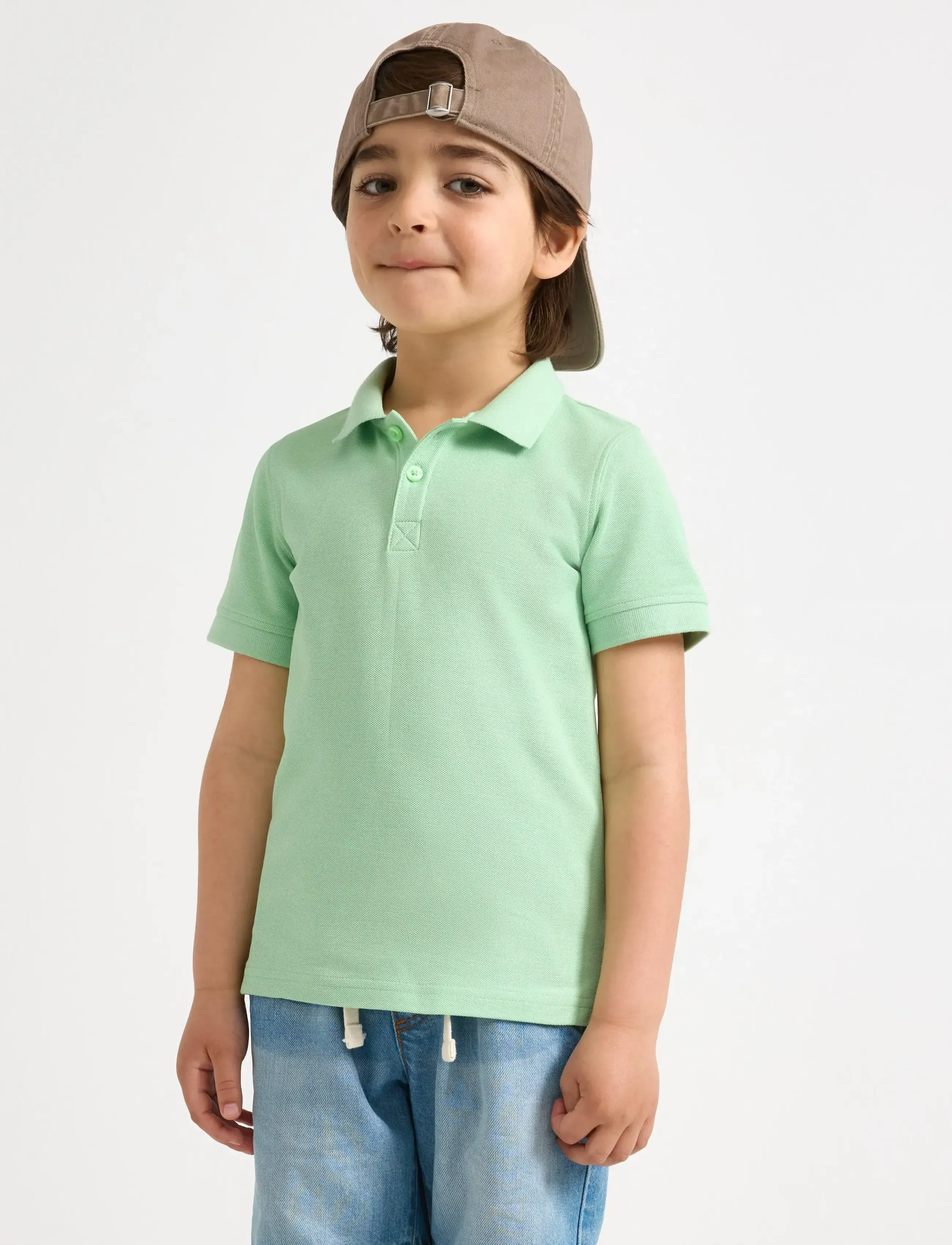 Lindex Short-Sleeved Polo Shirt, 92, Shirts, Grün - Short-sleeved Kinder
