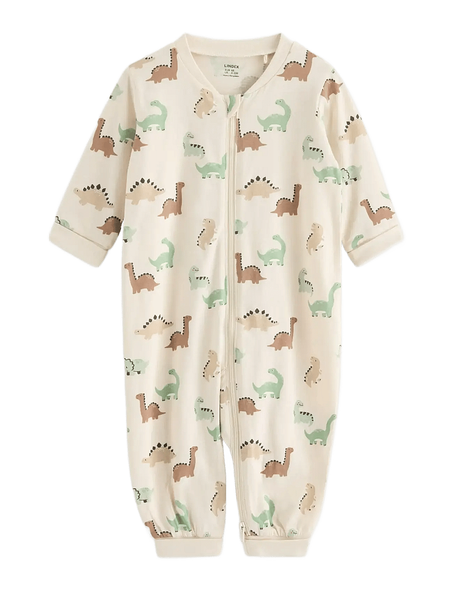 Lindex - Pyjamas with dinosaurs - schlafoveralls - light beige - 0