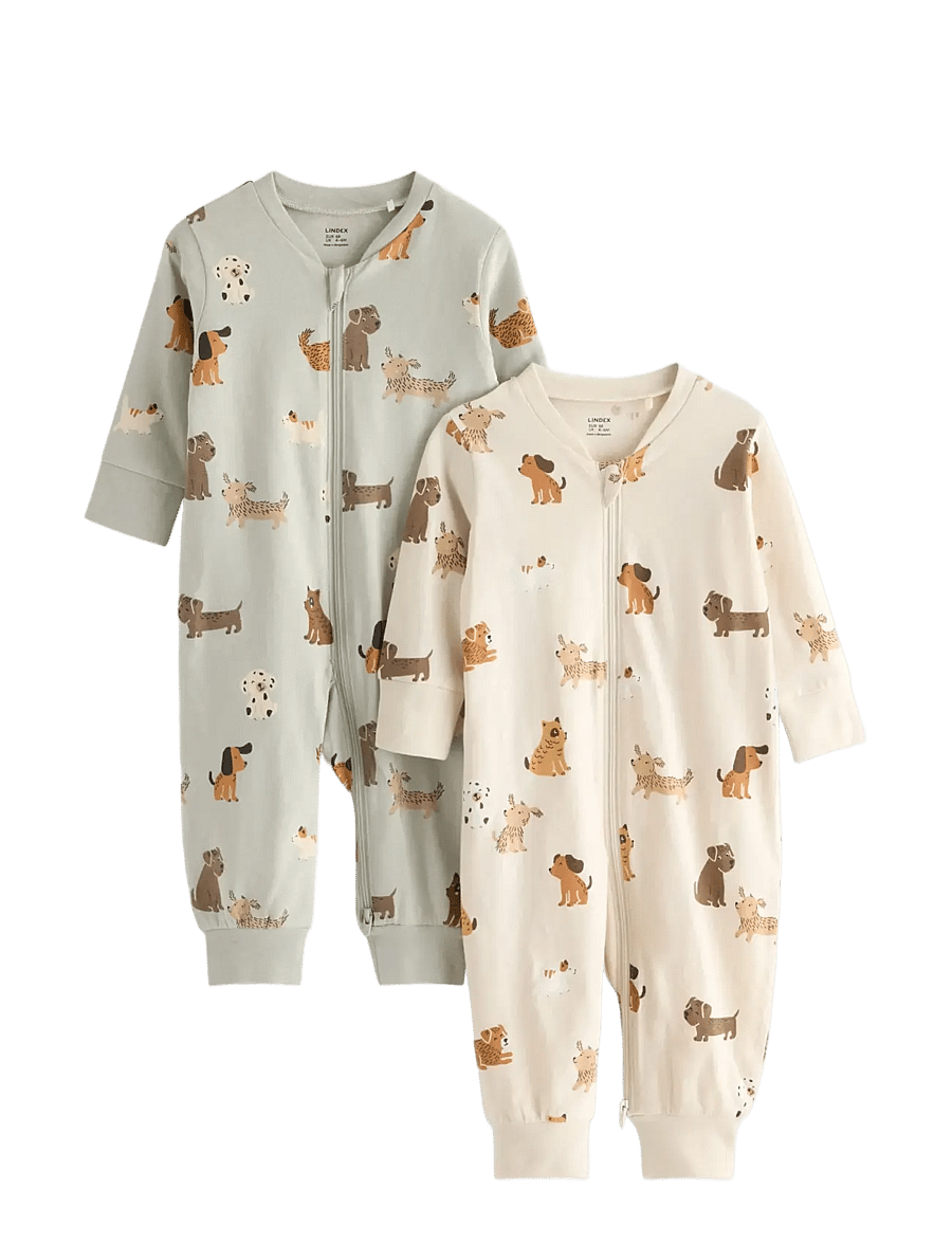 Lindex - 2-pack pyjamas with allover print - natdragter - light beige - 0