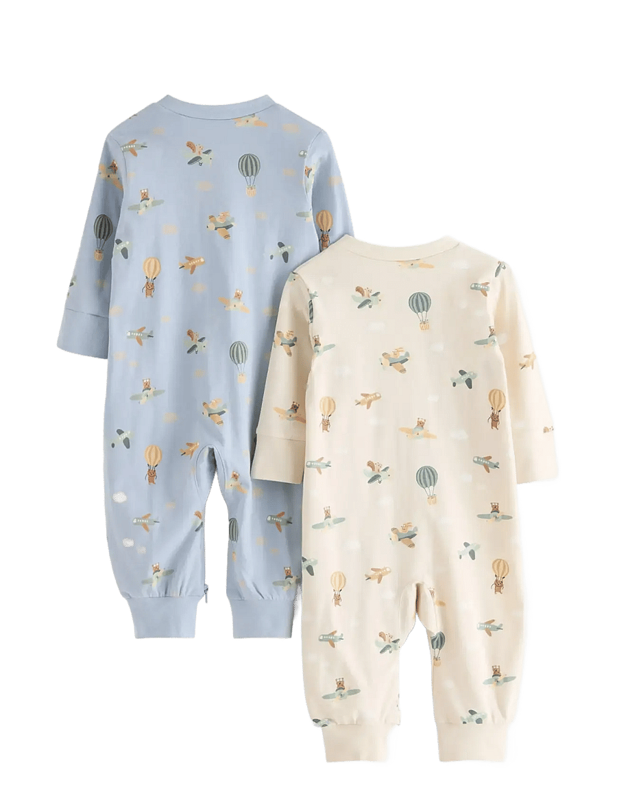 Lindex - 2-pack pyjamas with allover print - schlafoveralls - light dusty blue - 1