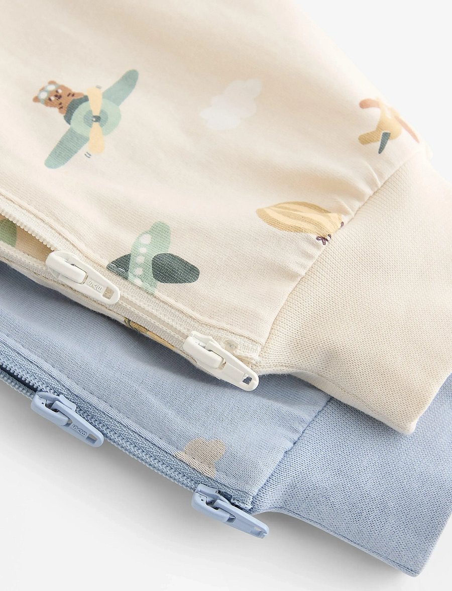 Lindex - 2-pack pyjamas with allover print - schlafoveralls - light dusty blue - 2