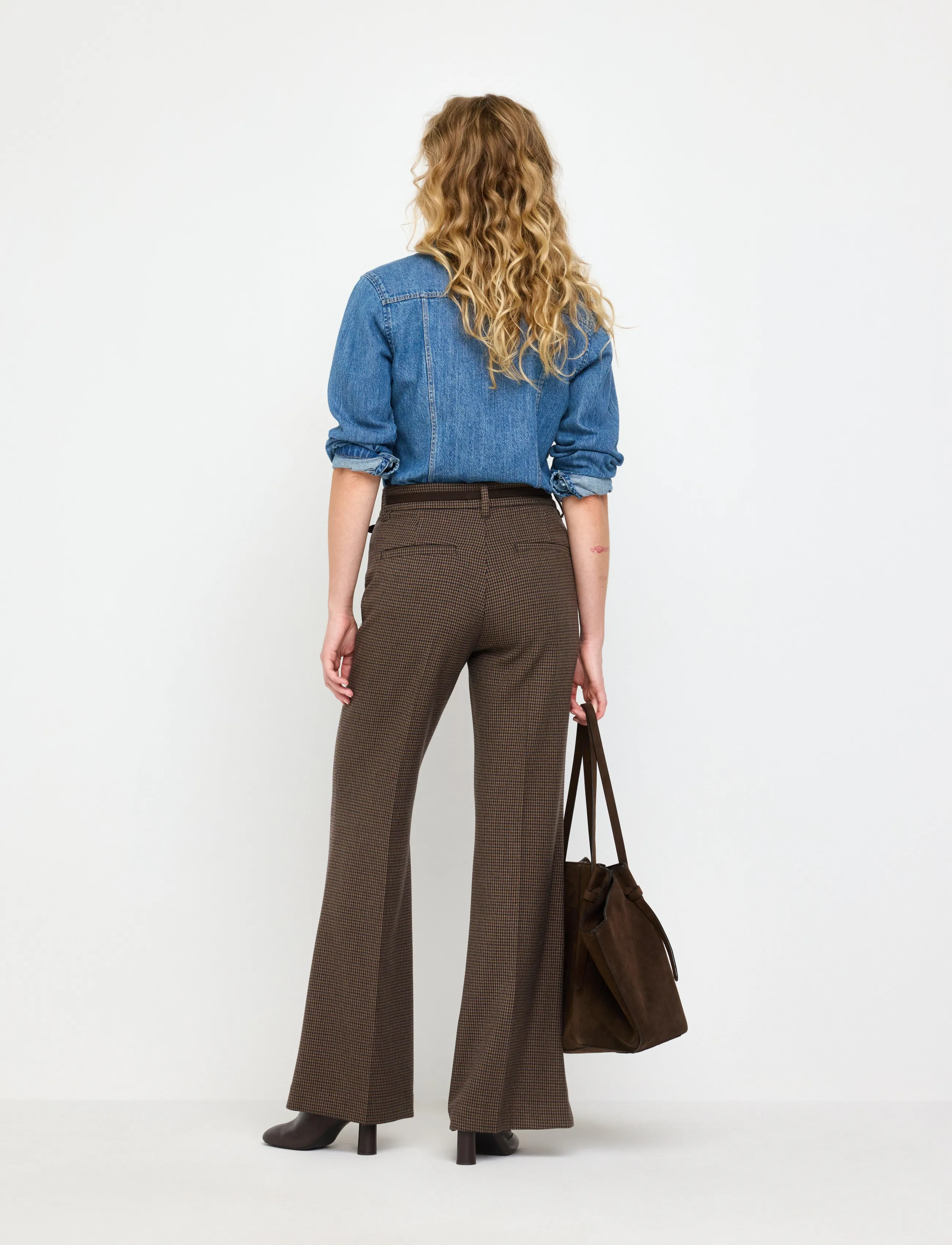 Lindex - FLARE trousers - flare bukser - brown - 3