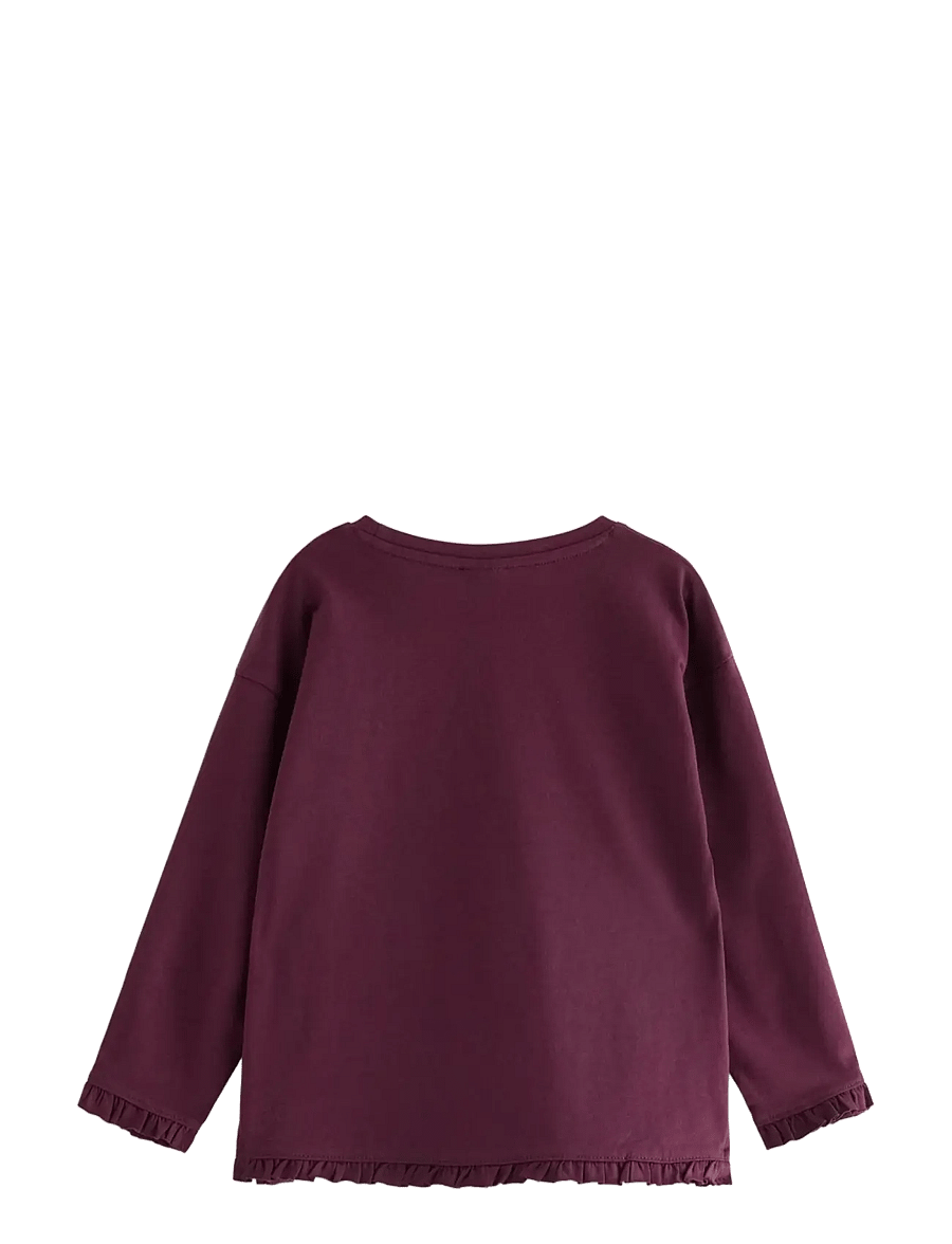 Lindex - Long-sleeved top with frills - langærmede t-shirts - dark lilac - 1