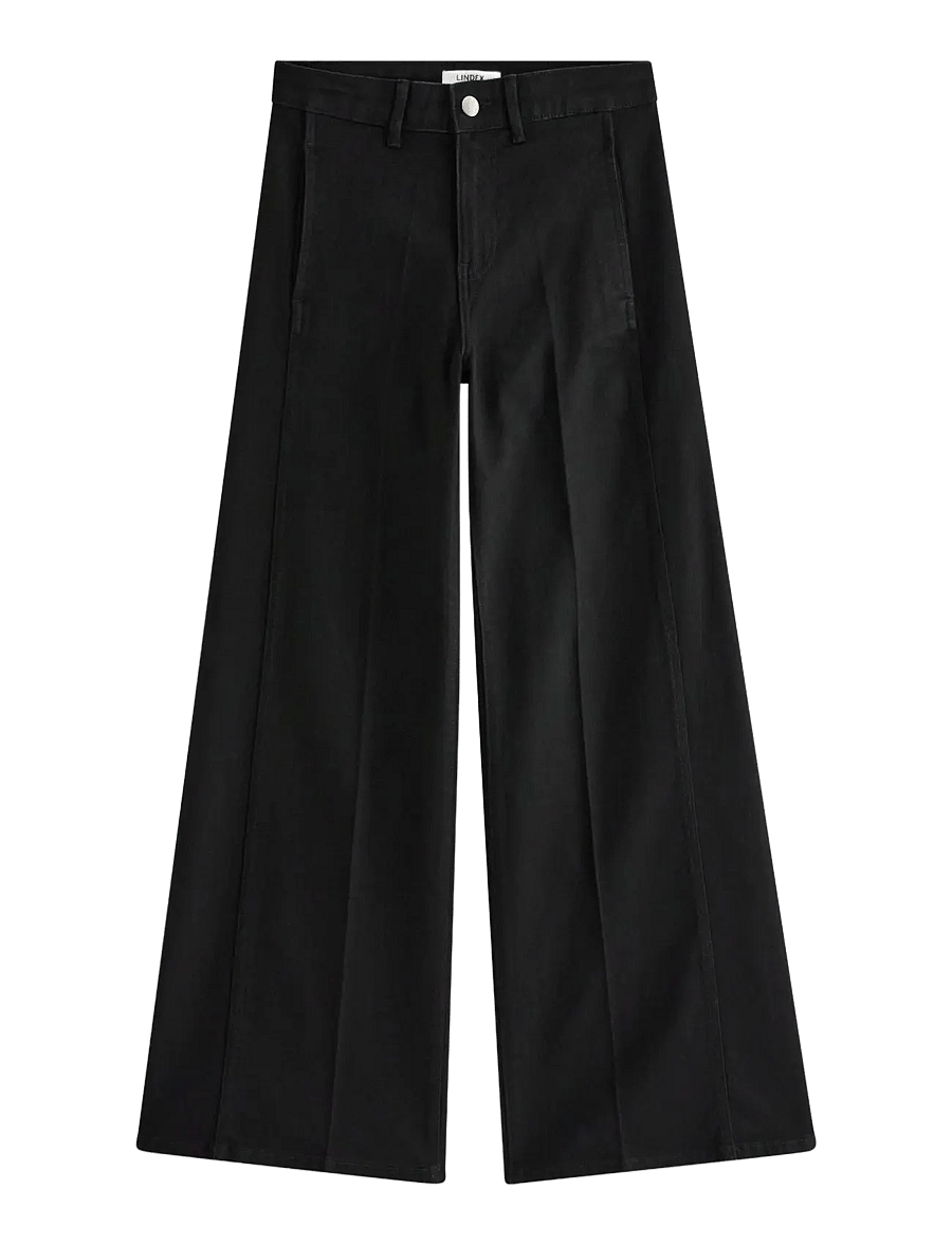Lindex - Wide Noomi trousers - hosen mit weitem bein - black denim - 1