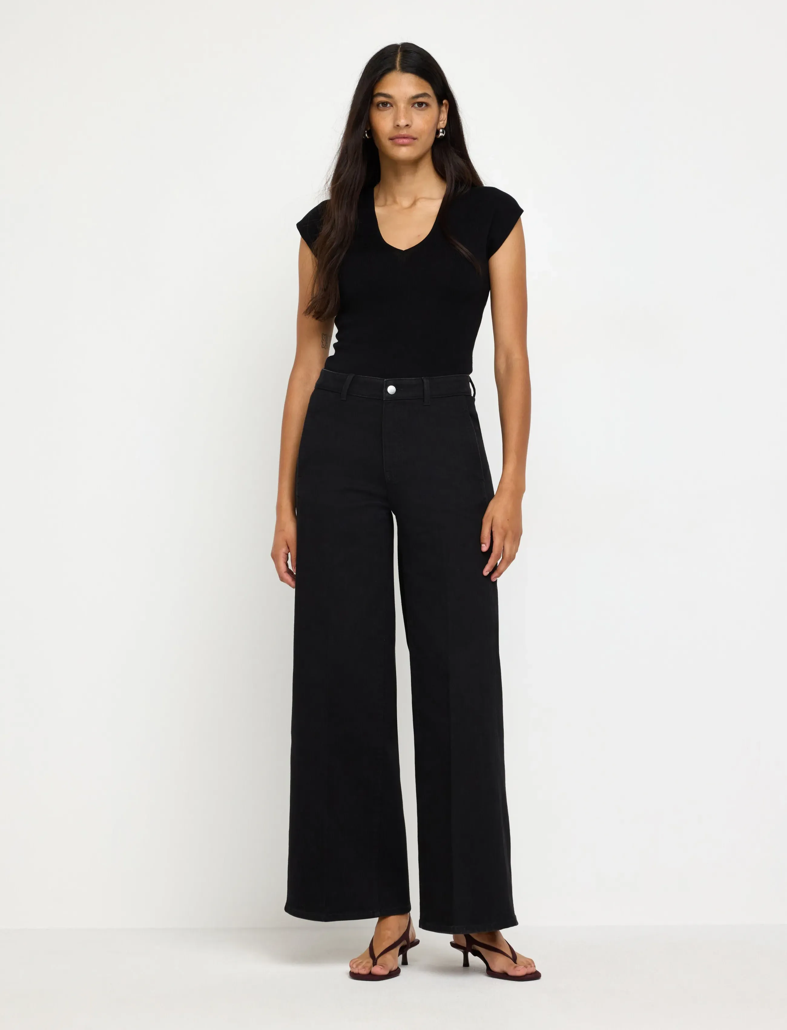 Lindex Wide Noomi trousers - Lindex - BLACK DENIM / black