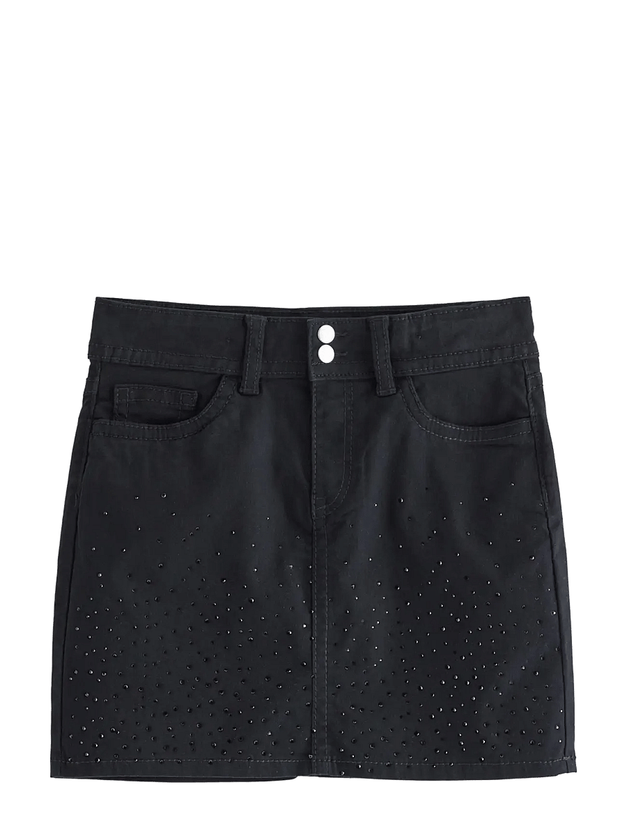 Lindex - Mini skirt with rhinestones - kurze röcke - black - 0