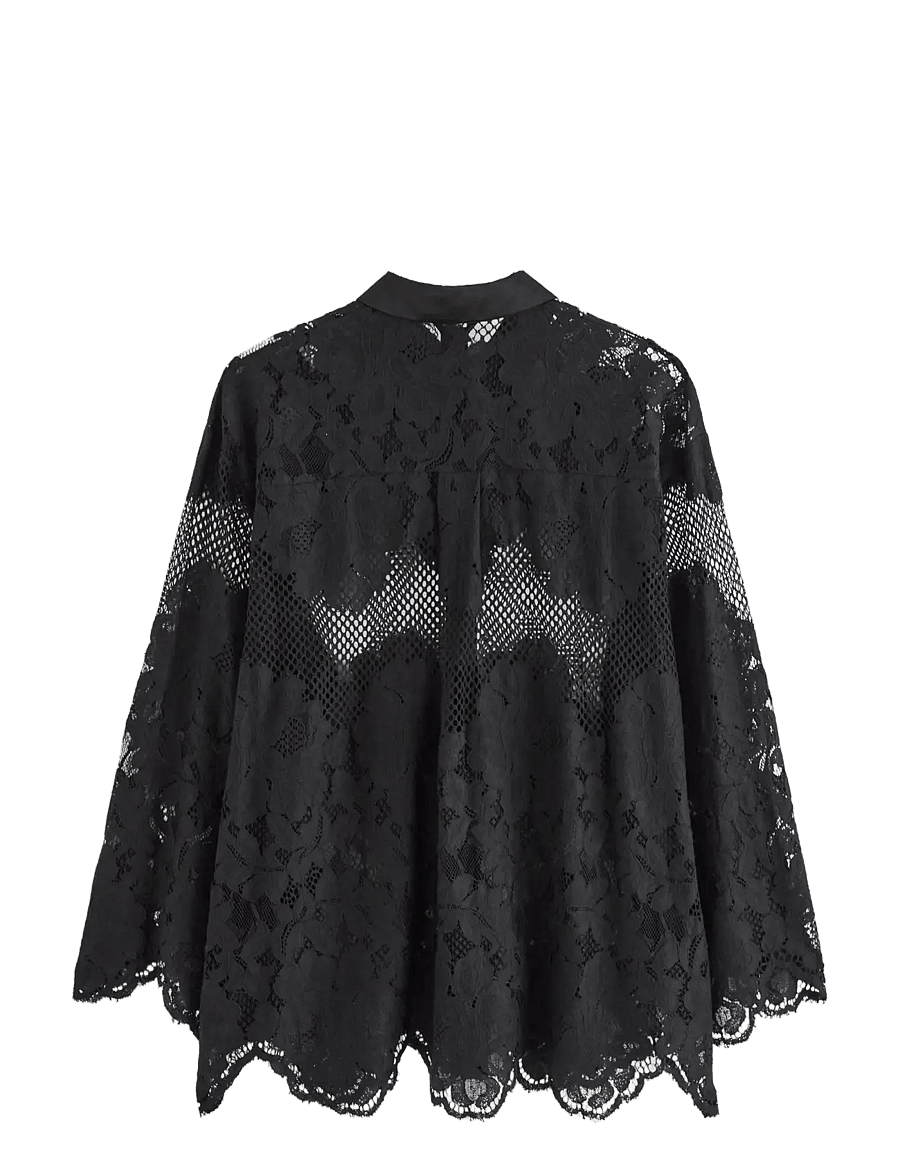 Lindex - Blouse in lace - langærmede bluser - black - 2