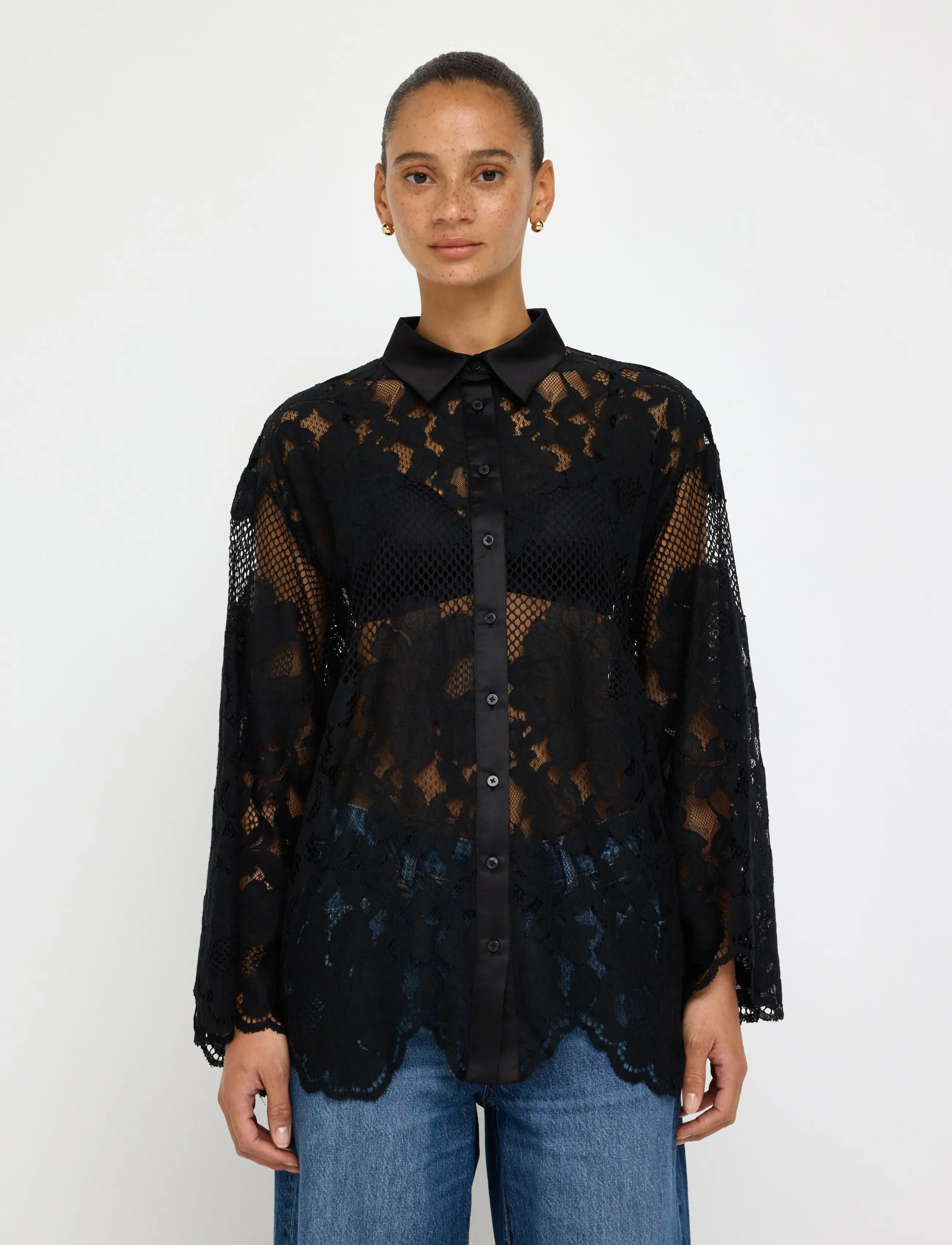 Lindex Blouse in lace - Blouses - BLACK / black