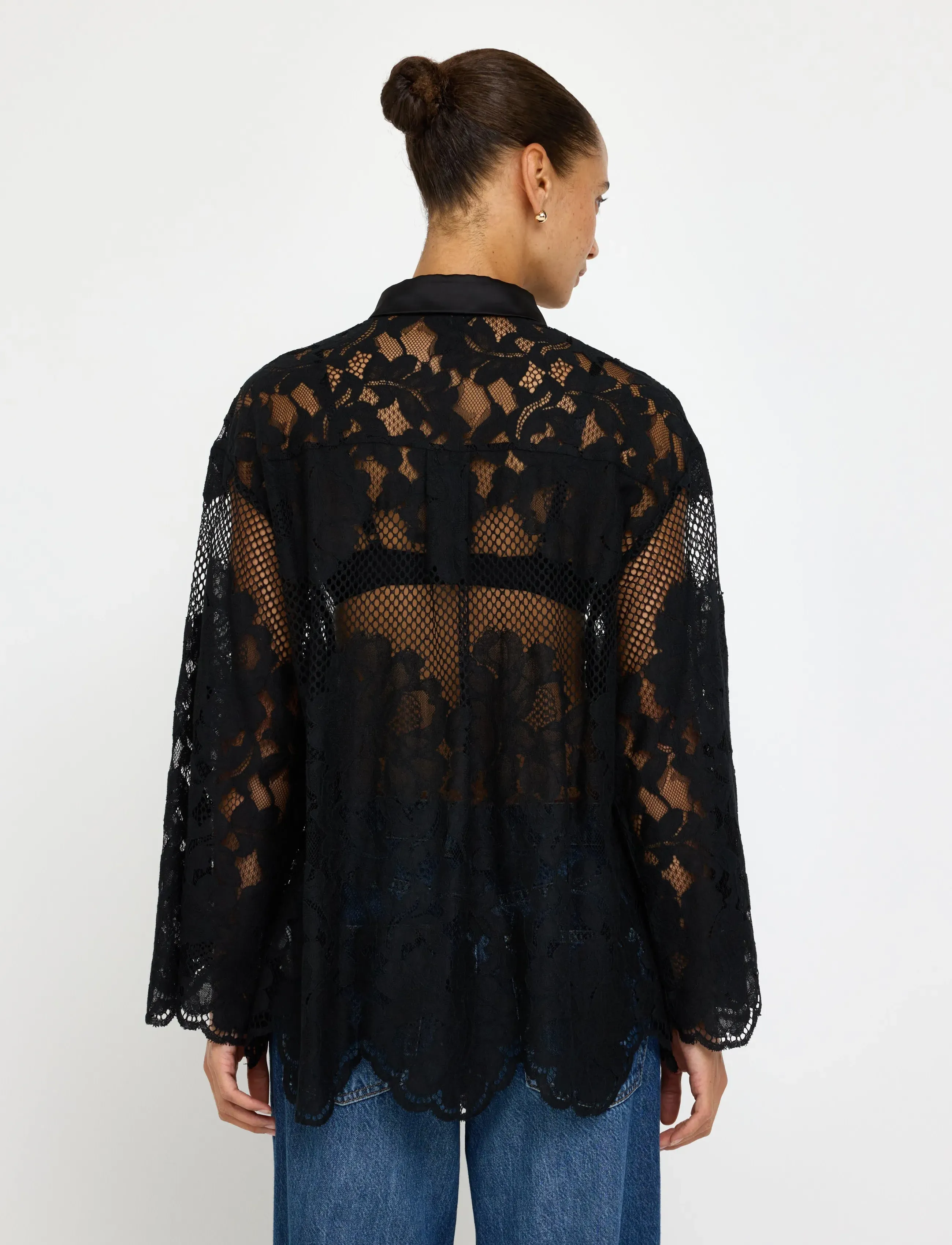 Lindex - Blouse in lace - black - 3