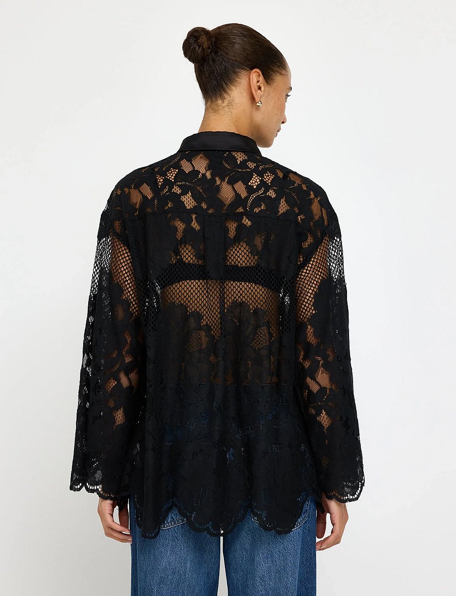 Lindex - Blouse in lace - langærmede bluser - black - 3