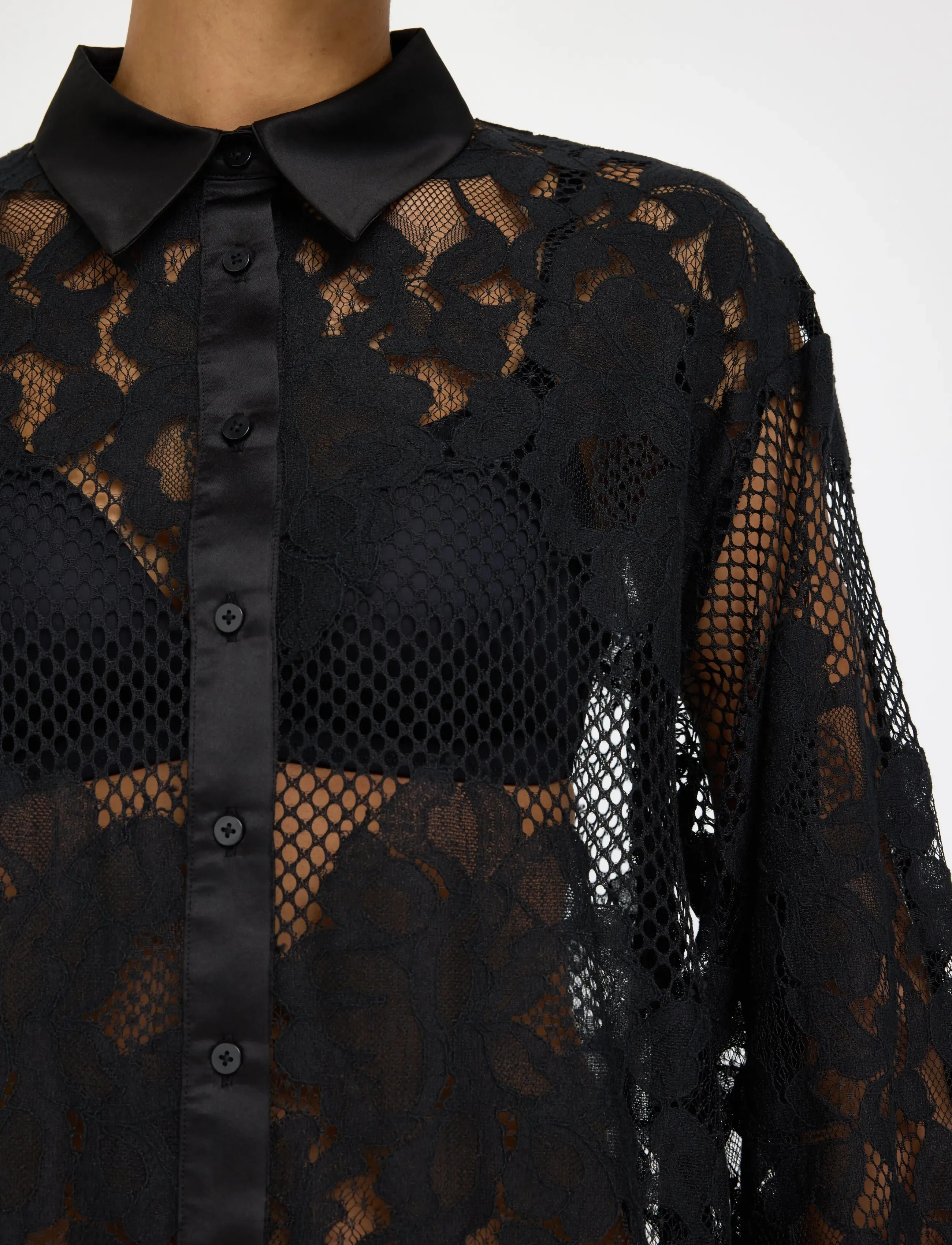 Lindex - Blouse in lace - black - 4