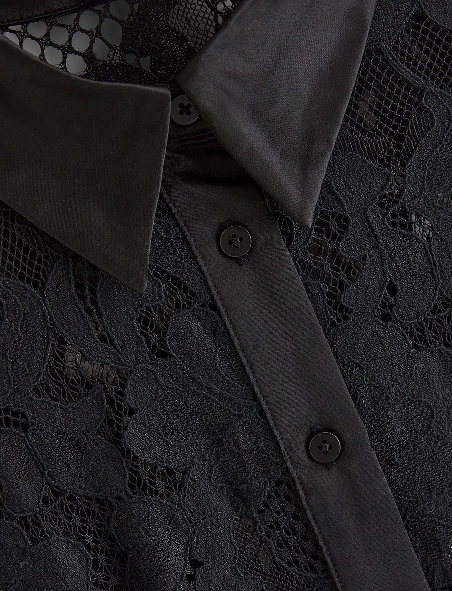 Lindex - Blouse in lace - langærmede bluser - black - 5