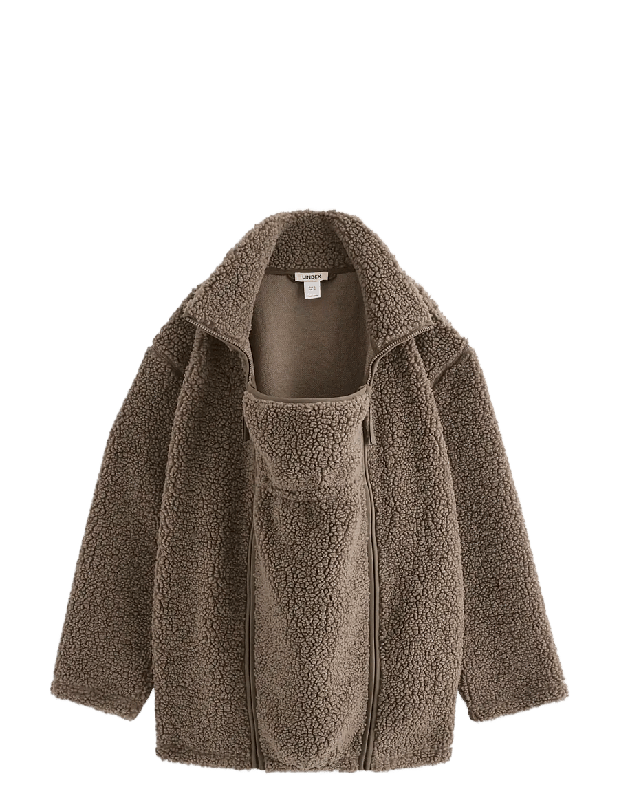 Lindex - MOM teddy jacket with detachable panel - kunstpelz - light dusty brown - 0
